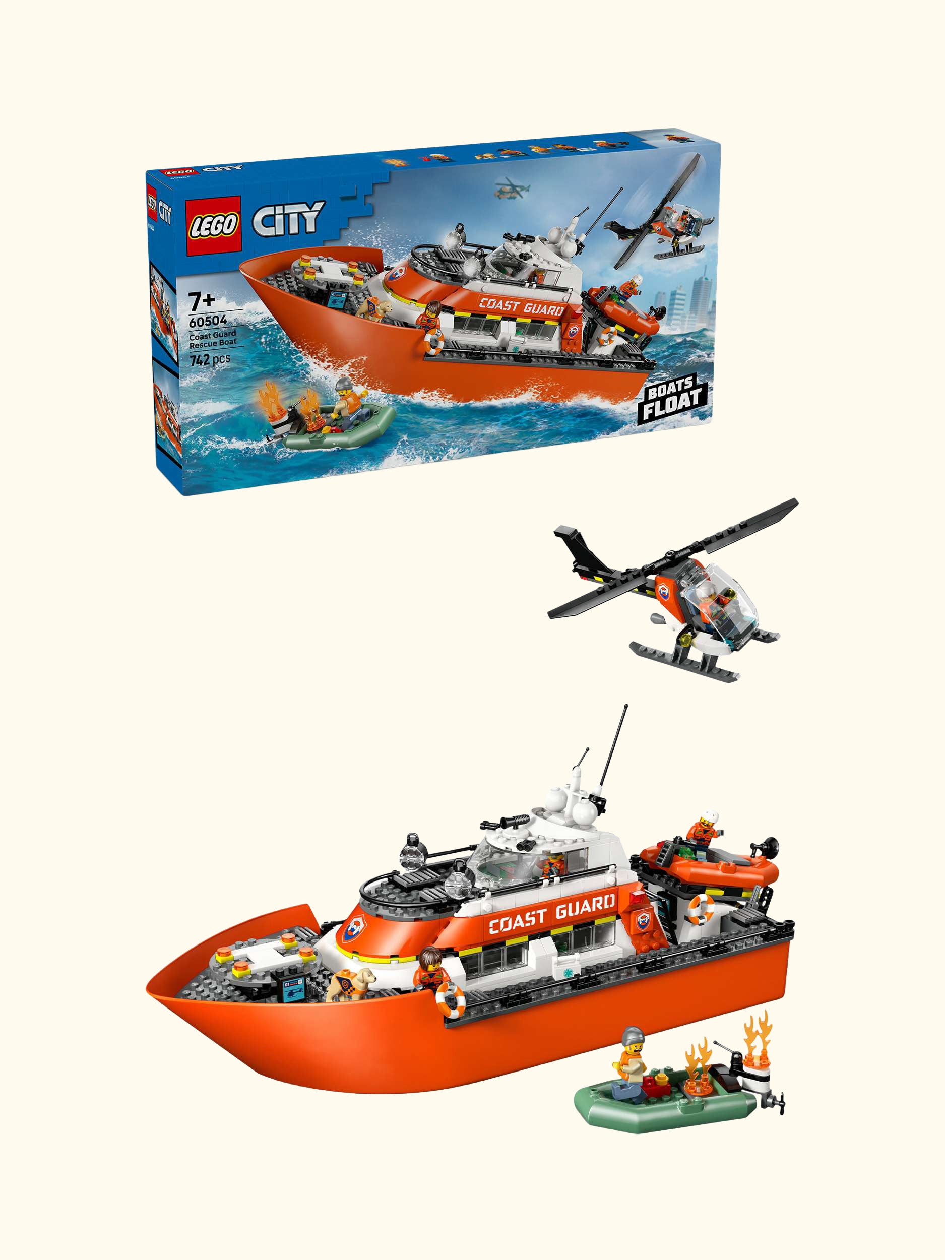 City 60504 Coast Guard Rescue Boat & Helicopter Building Kit