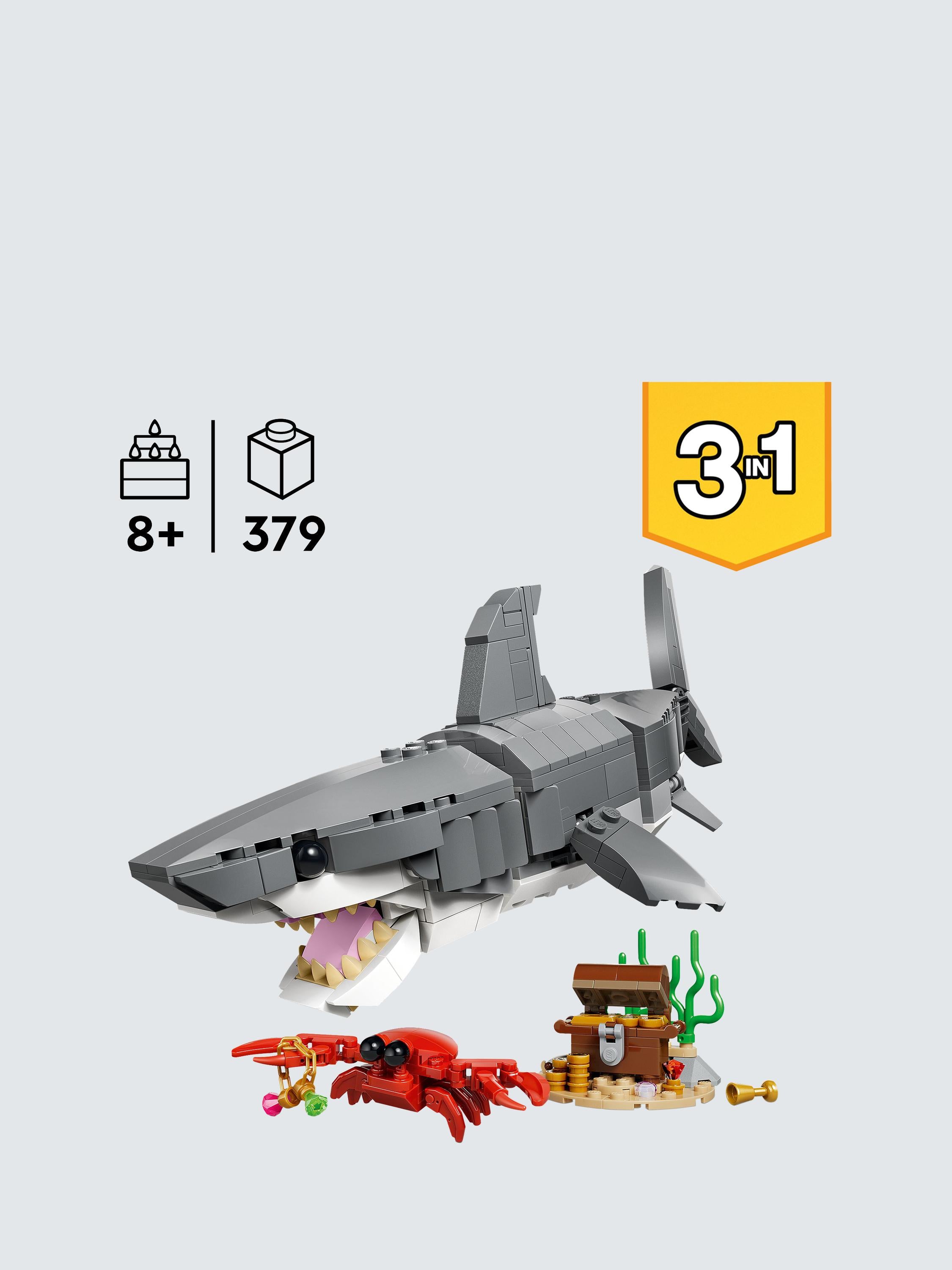 Creator 31381 Fierce Shark with a Treasure Chest 3-in-1 Building Toy