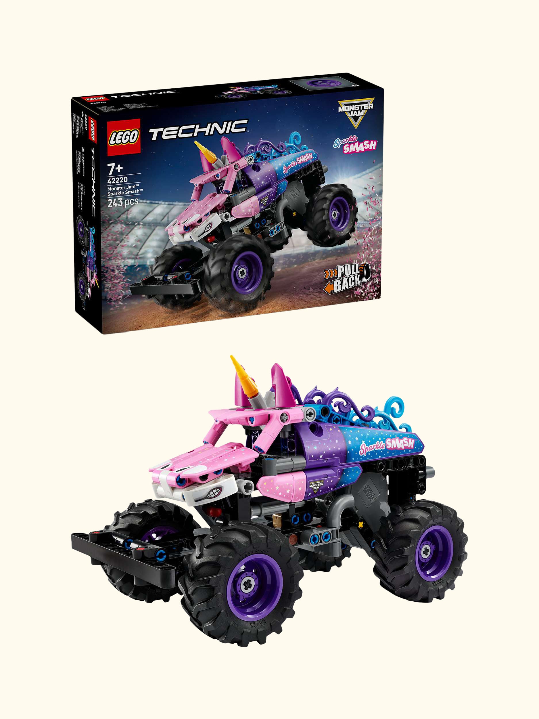 Technic 42220 Monster Jam Sparkle Smash Pull-Back Truck