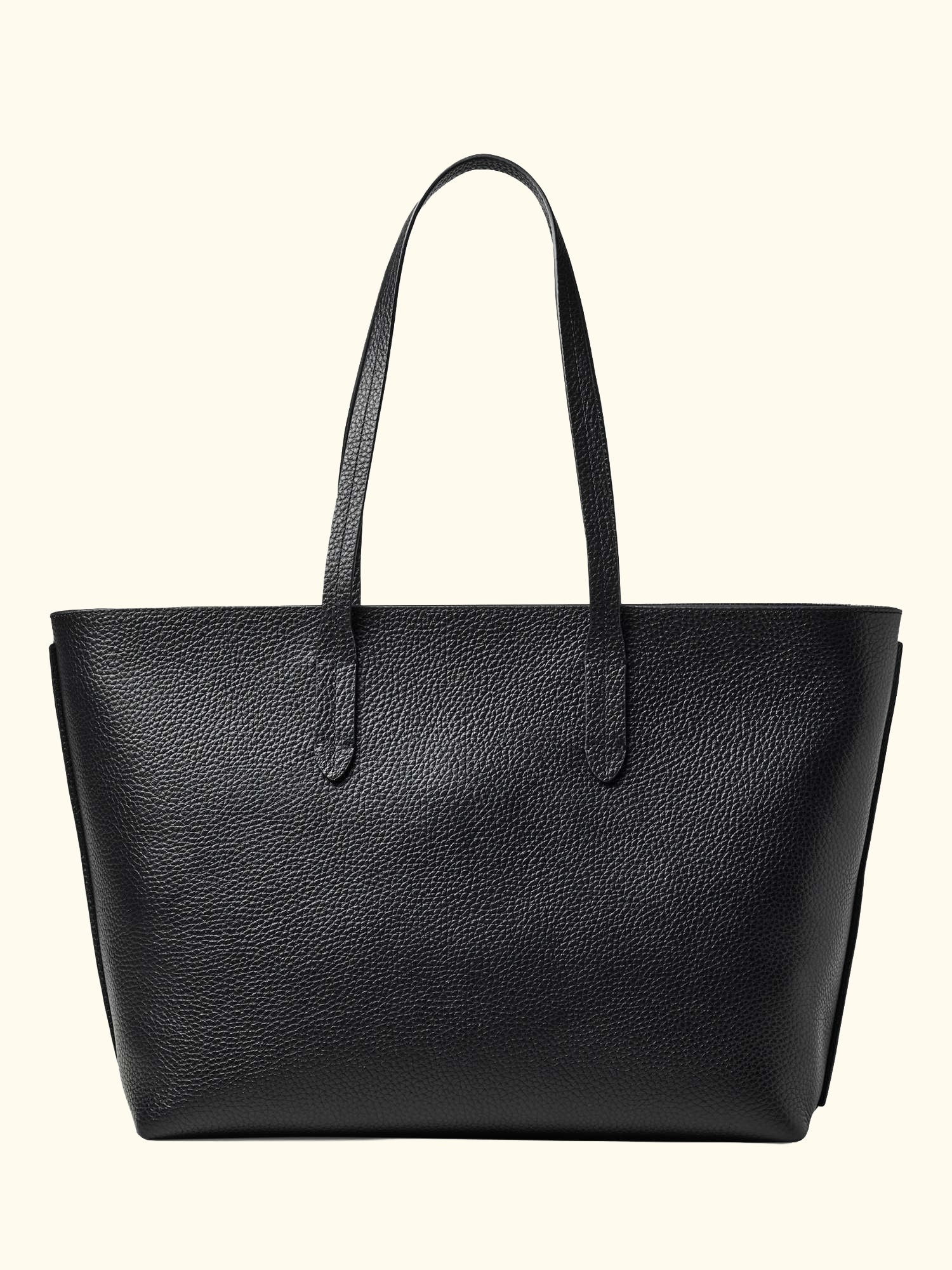 East West Leather Tote Bag, Black