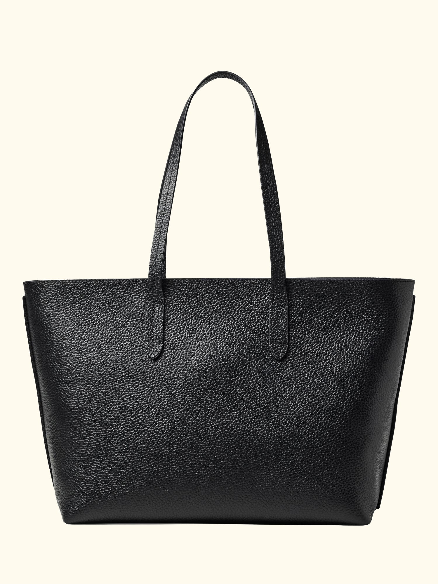 East West Leather Tote Bag, Black