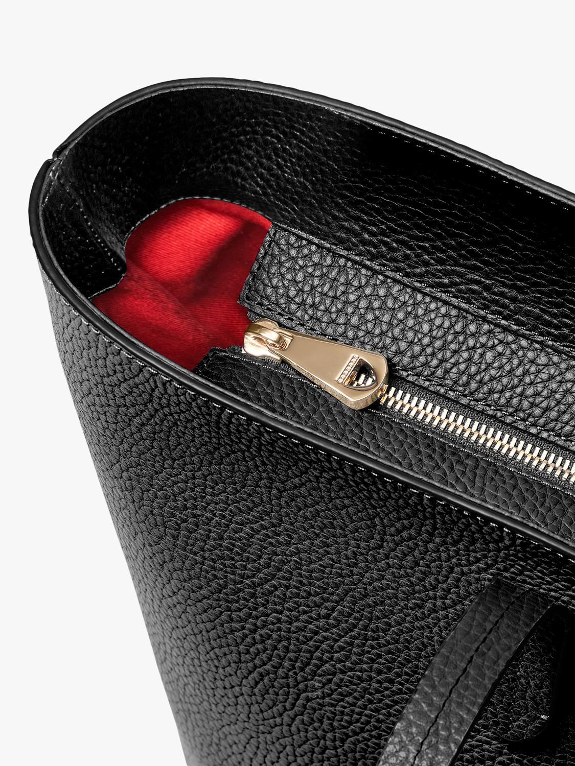 East West Leather Tote Bag, Black