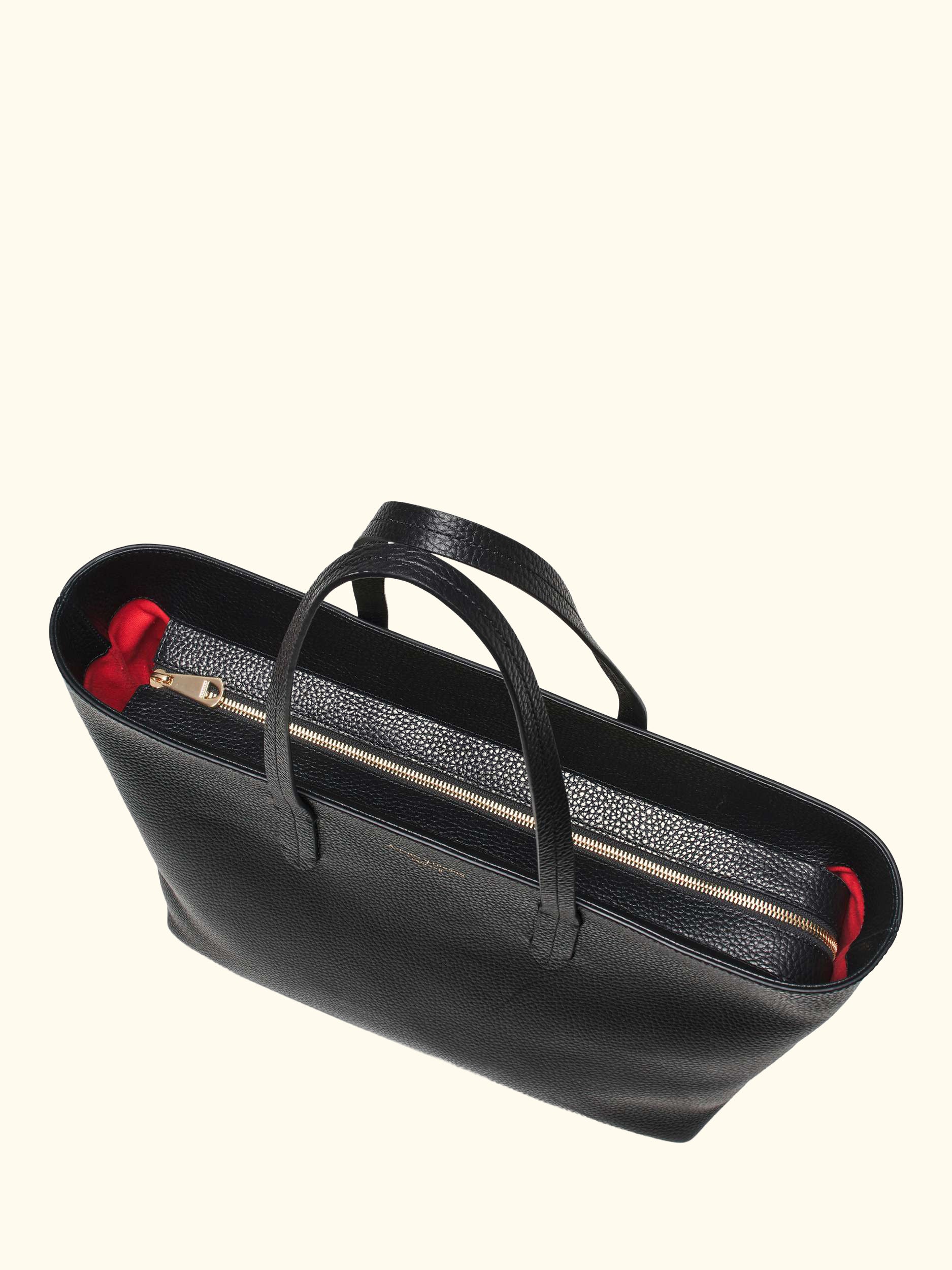 East West Leather Tote Bag, Black