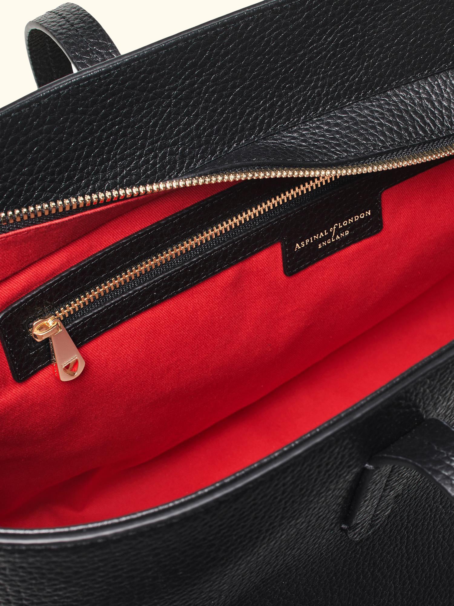 East West Leather Tote Bag, Black