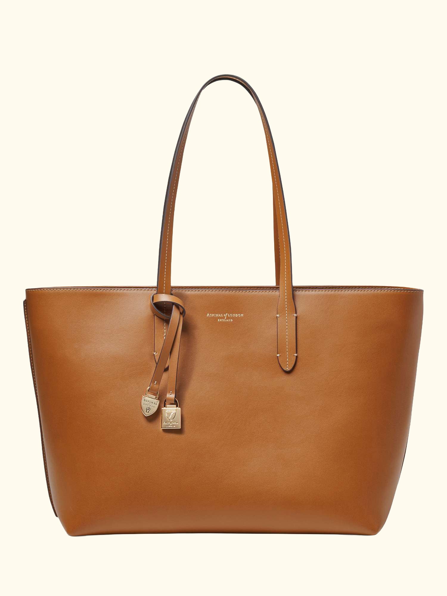 East West Leather Tote Bag, Tan