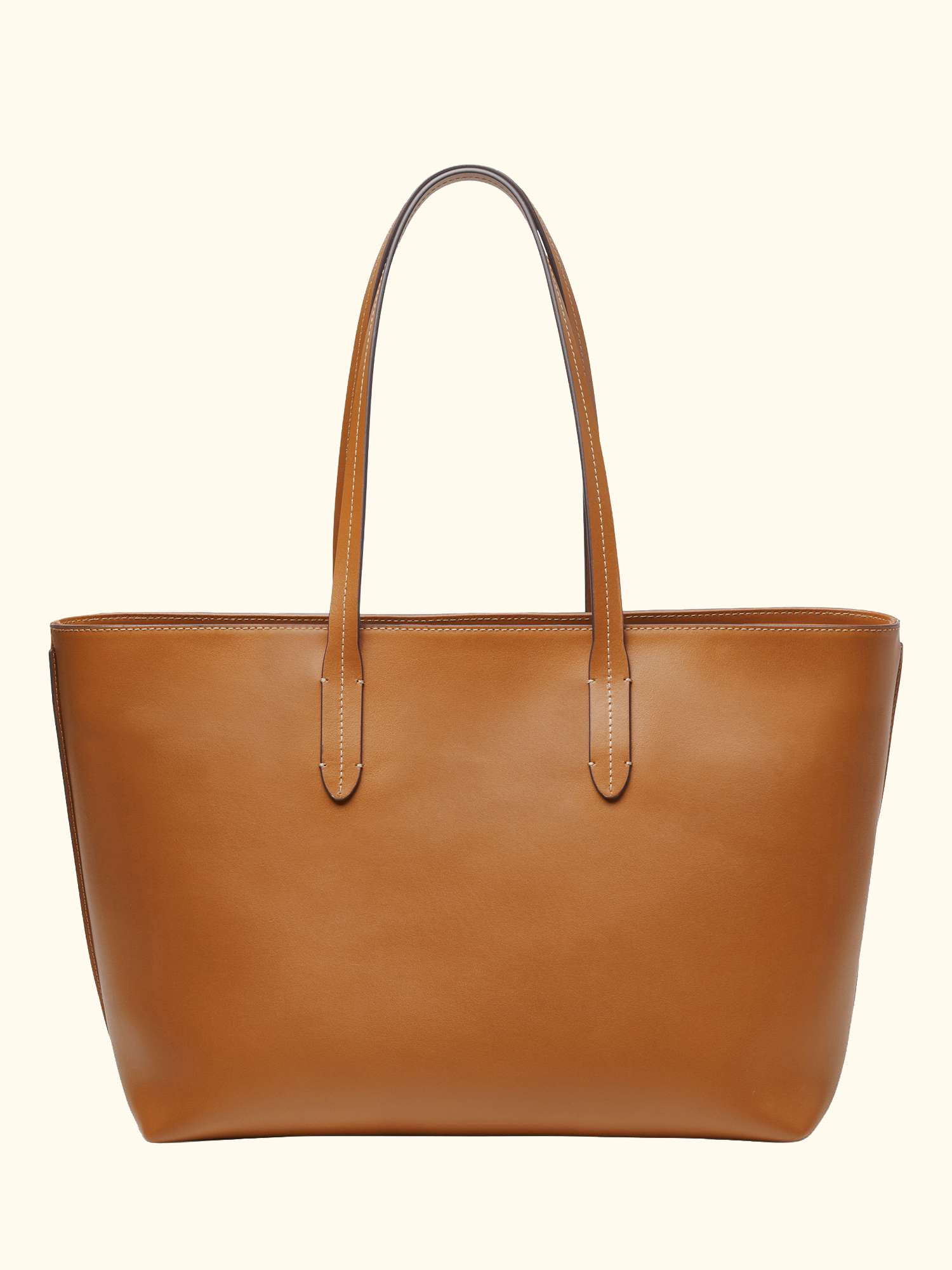East West Leather Tote Bag, Tan