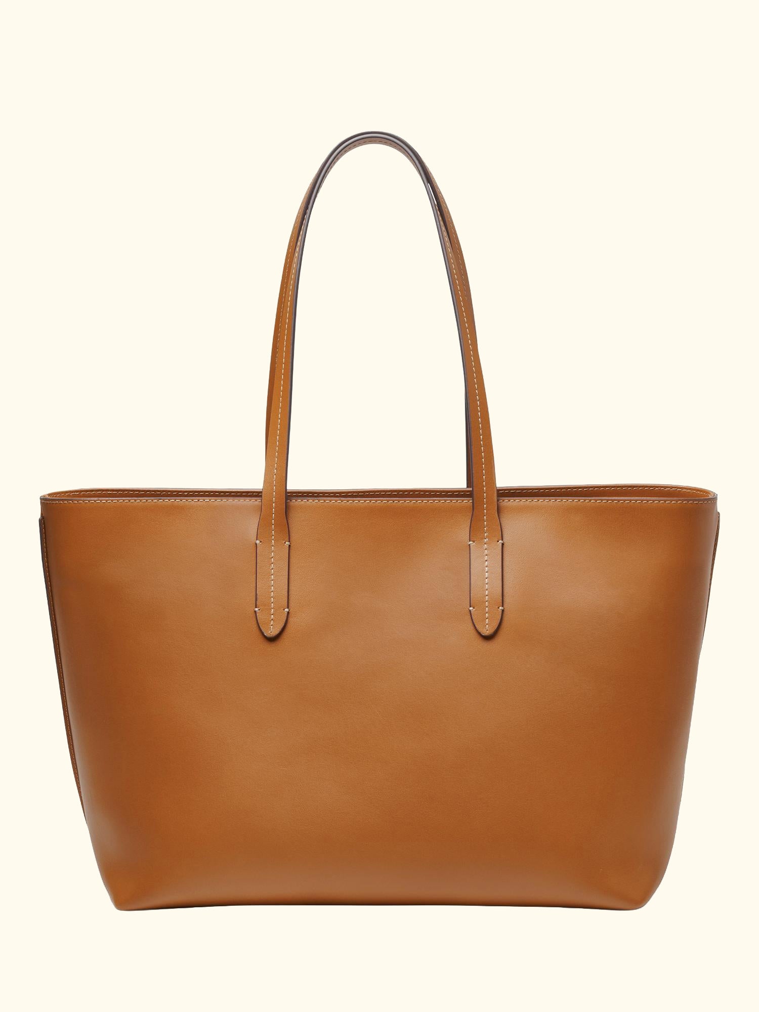 East West Leather Tote Bag, Tan