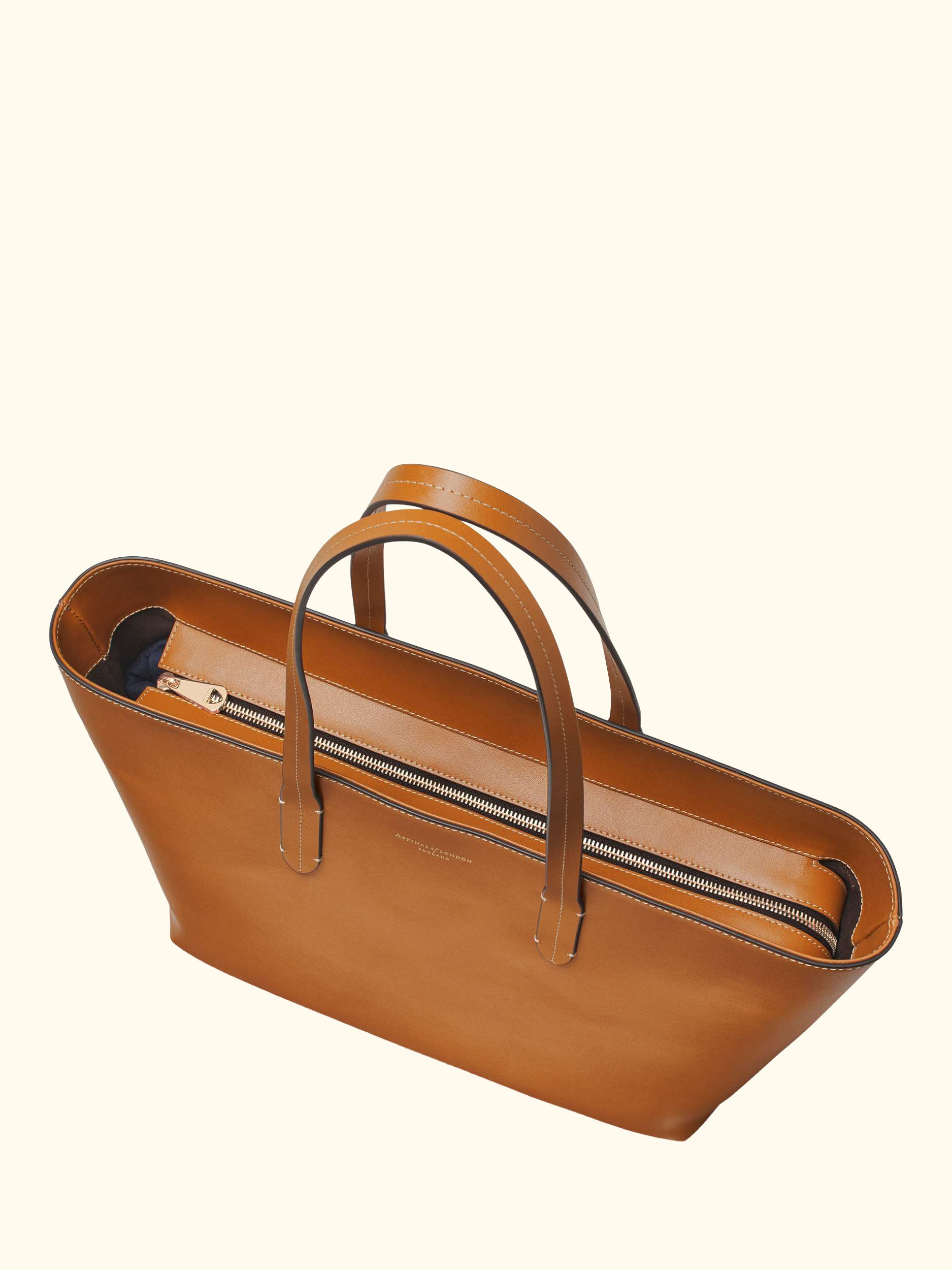 East West Leather Tote Bag, Tan