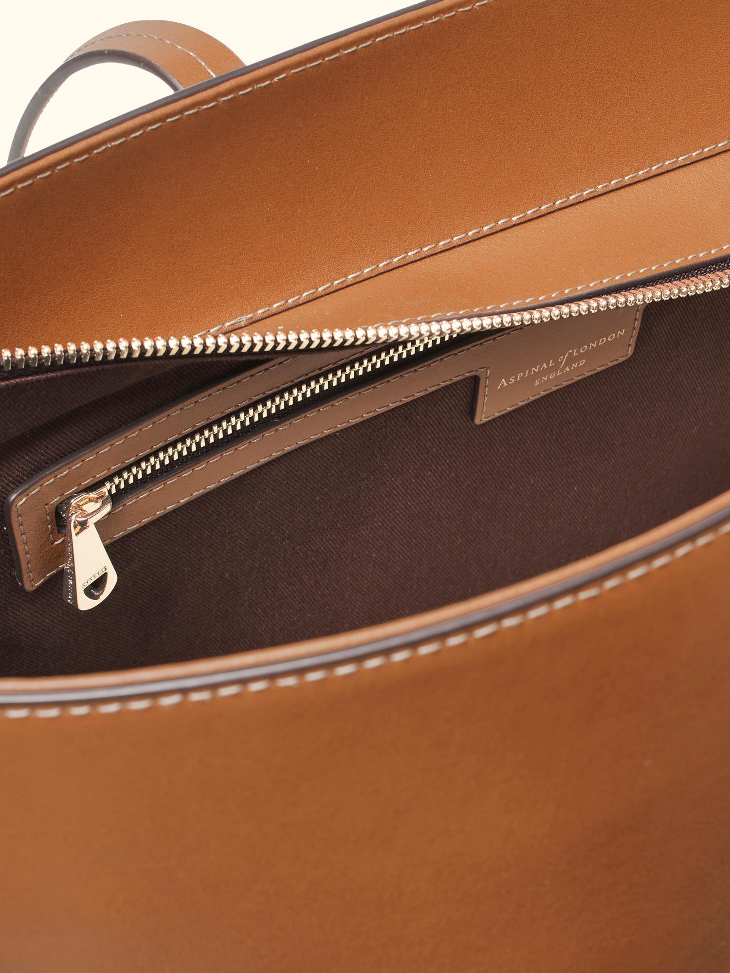 East West Leather Tote Bag, Tan