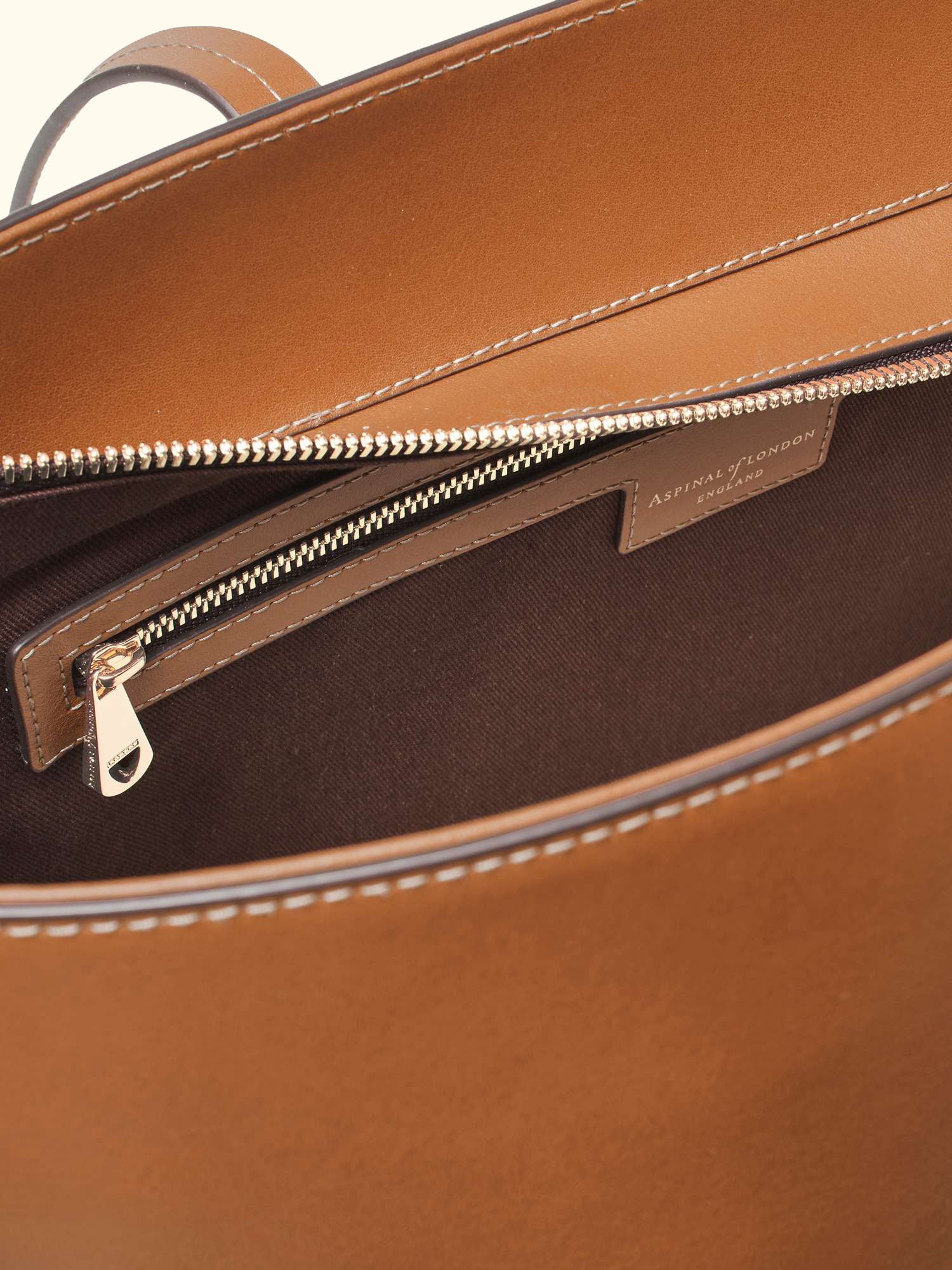 East West Leather Tote Bag, Tan