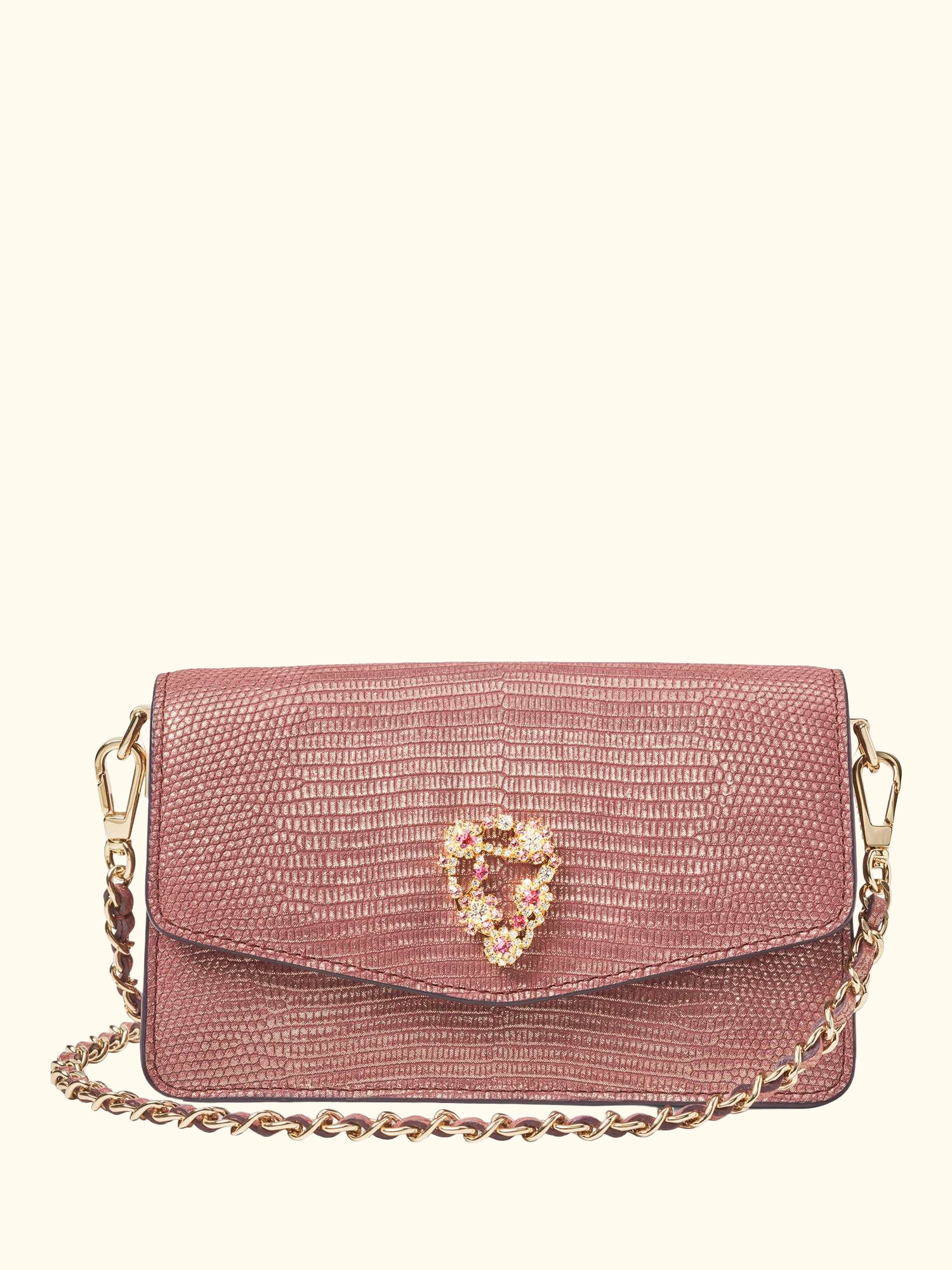 Eliza Leather Clutch Bag, Cassis