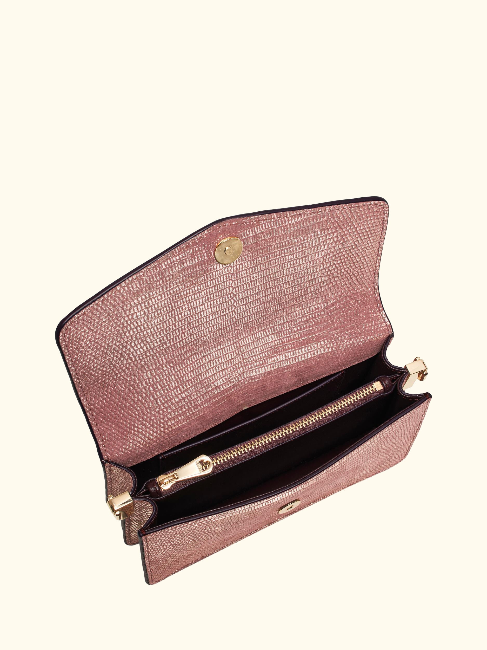 Eliza Leather Clutch Bag, Cassis