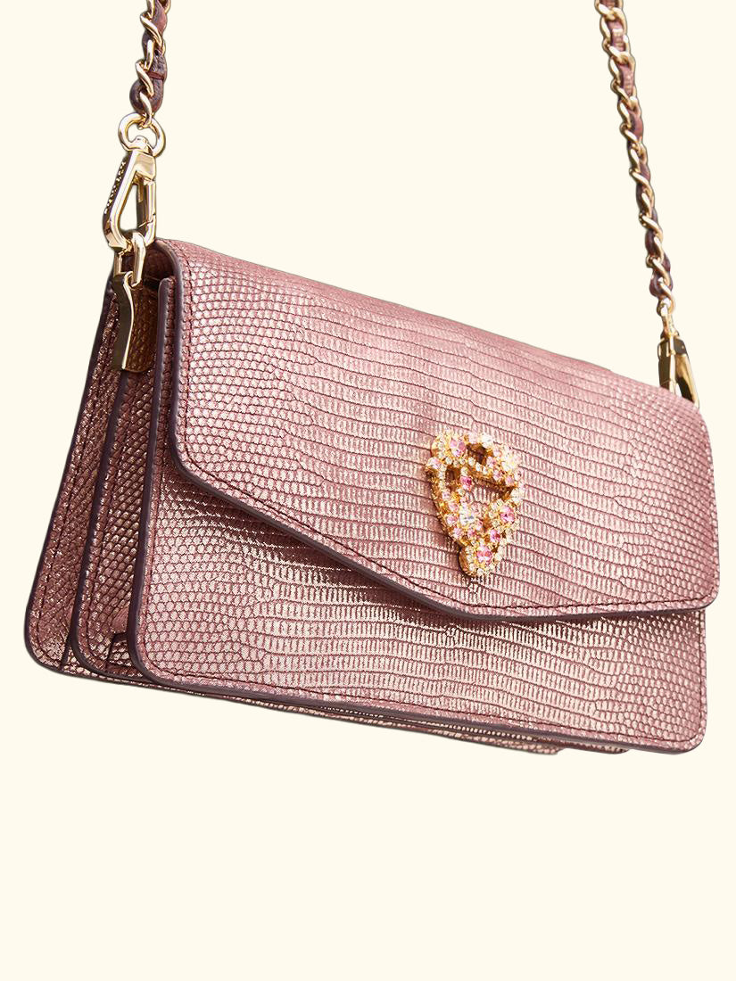 Eliza Leather Clutch Bag, Cassis