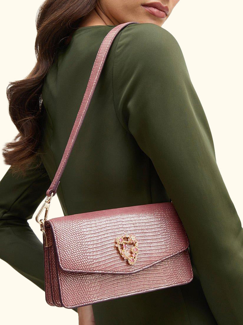 Eliza Leather Clutch Bag, Cassis