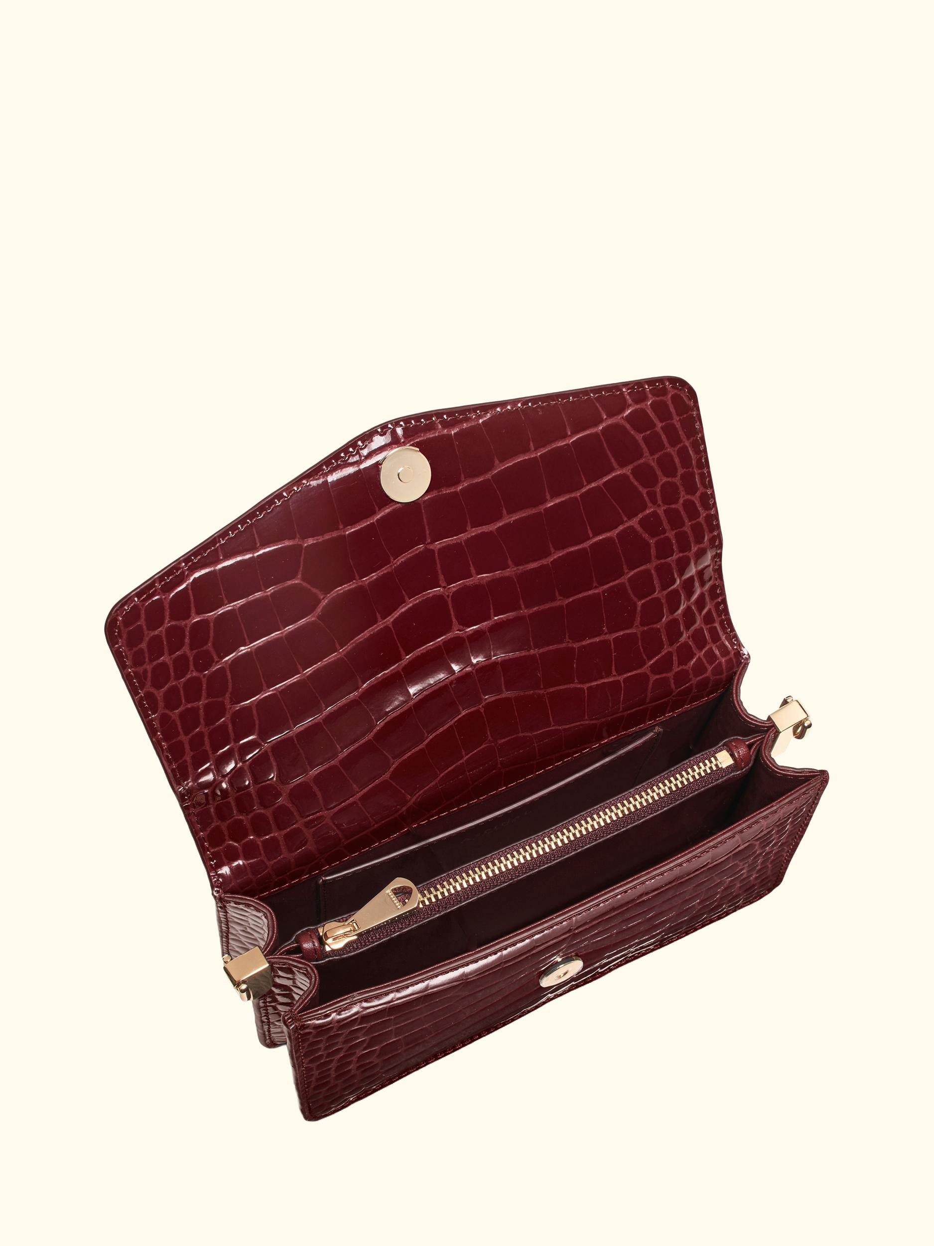 Eliza Leather Clutch Bag, Merlot