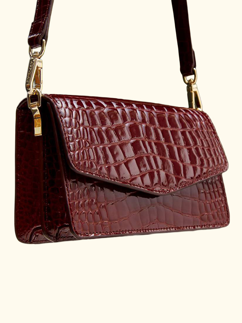 Eliza Leather Clutch Bag, Merlot