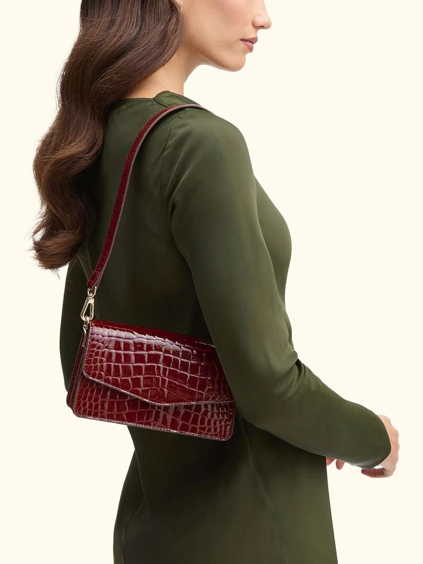 Eliza Leather Clutch Bag, Merlot