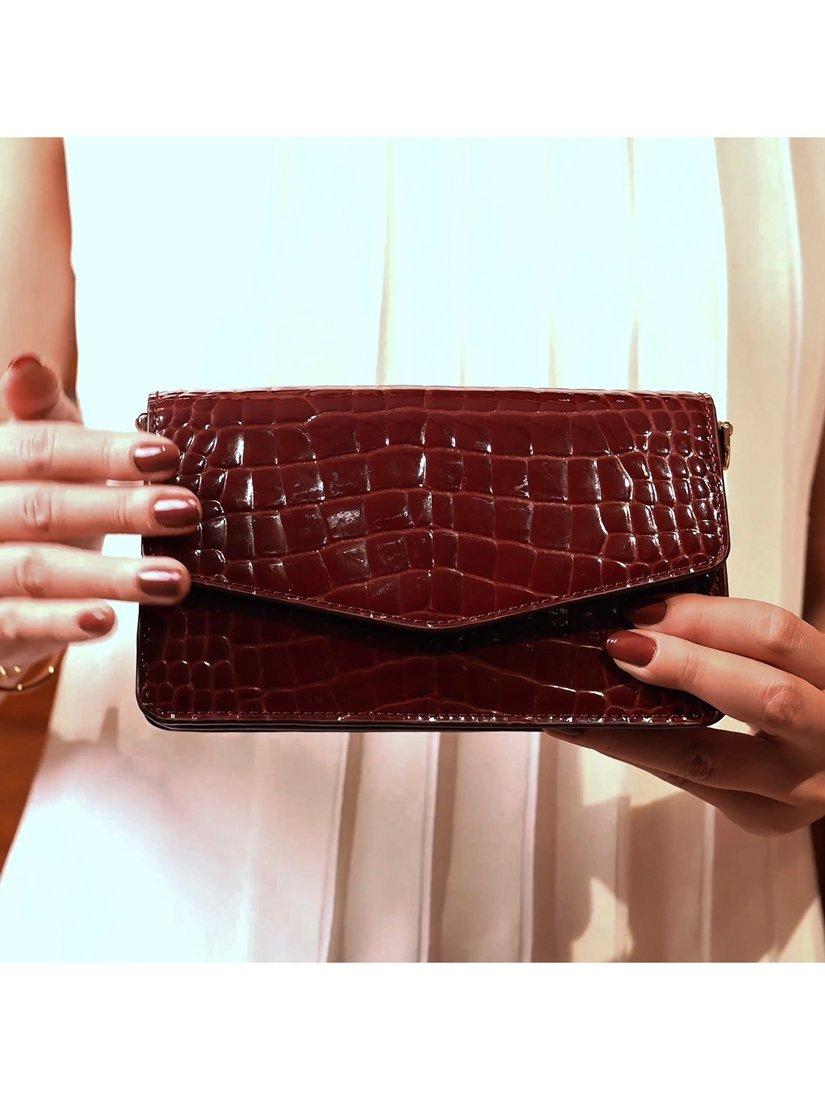 Eliza Leather Clutch Bag, Merlot