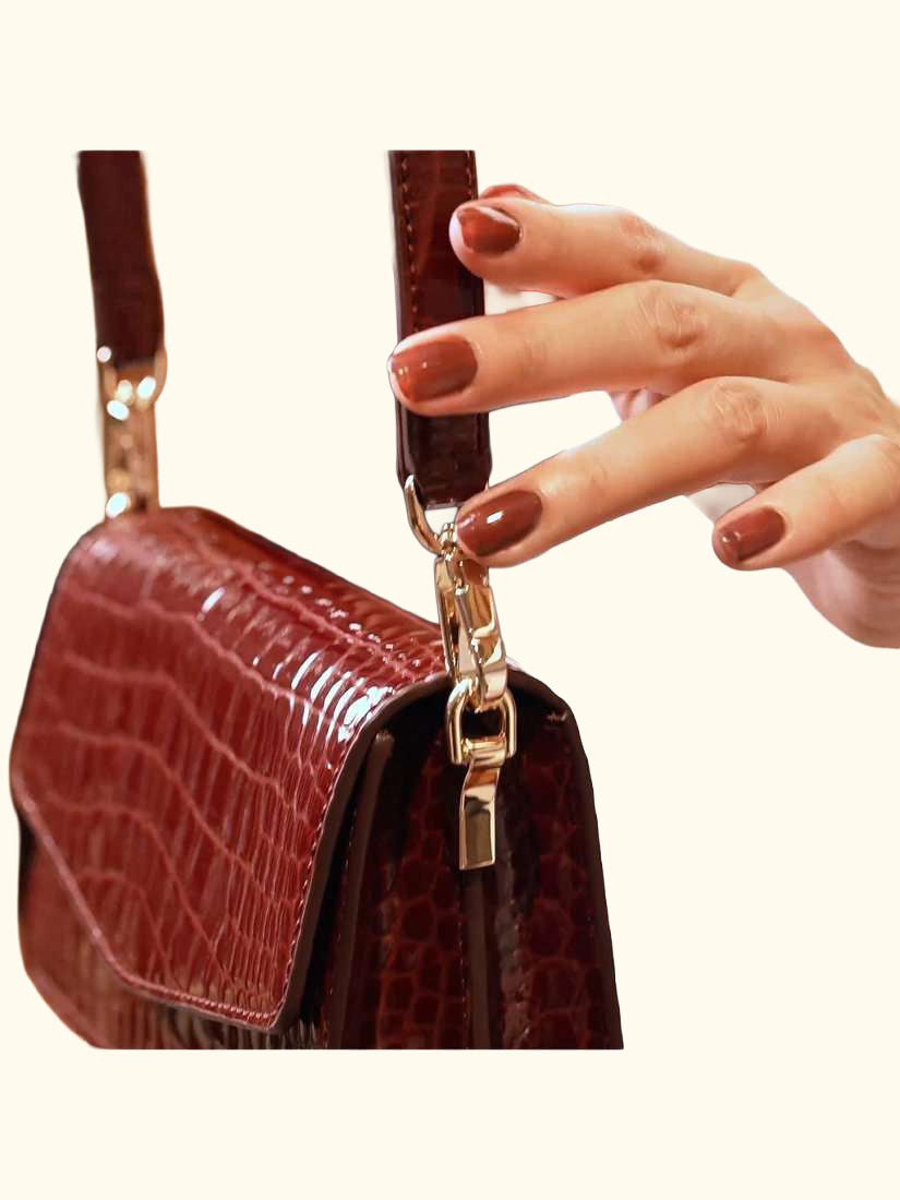 Eliza Leather Clutch Bag, Merlot