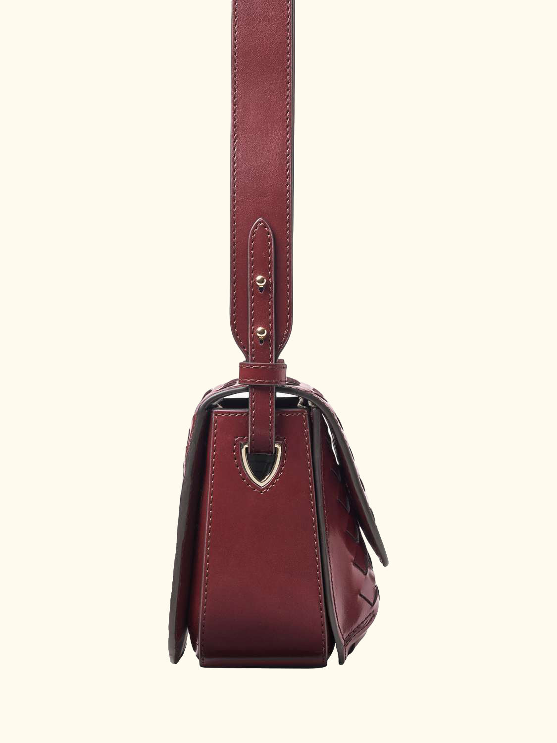 Ella Woven Leather Crossbody Bag, Burgundy