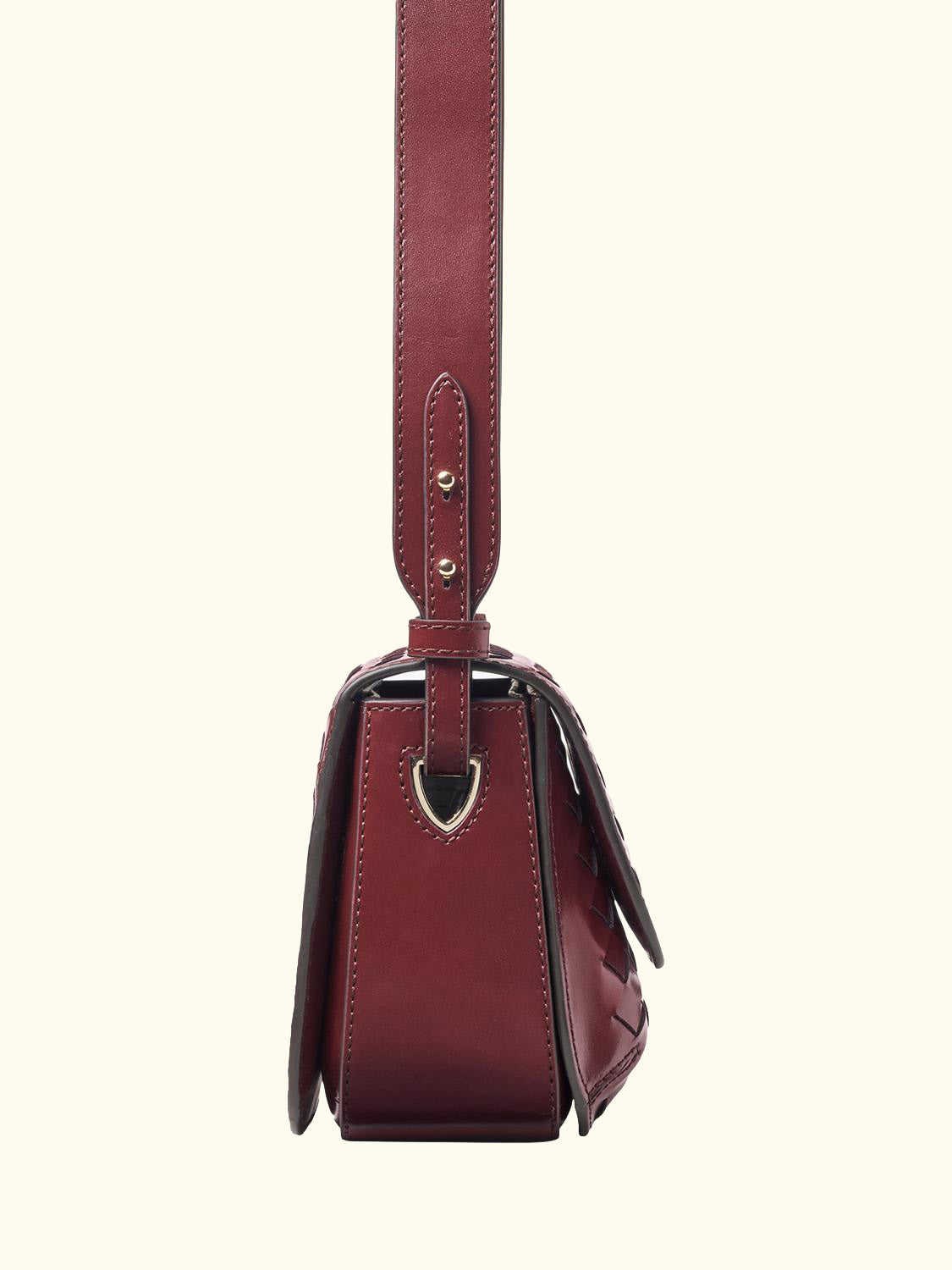 Ella Woven Leather Crossbody Bag, Burgundy
