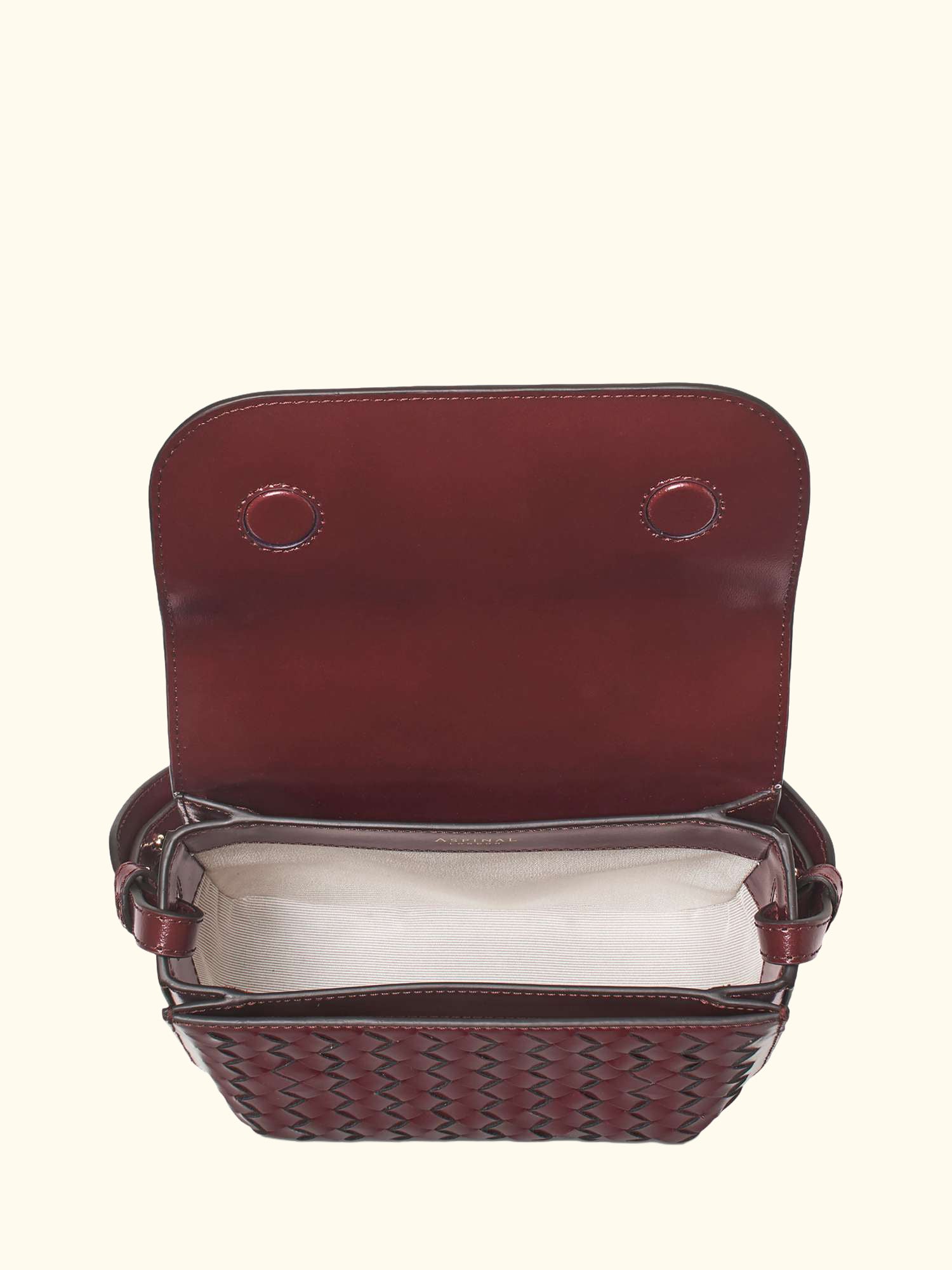 Ella Woven Leather Crossbody Bag, Burgundy