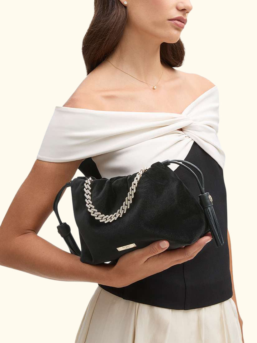Amelia Velvet Evening Bag, Black