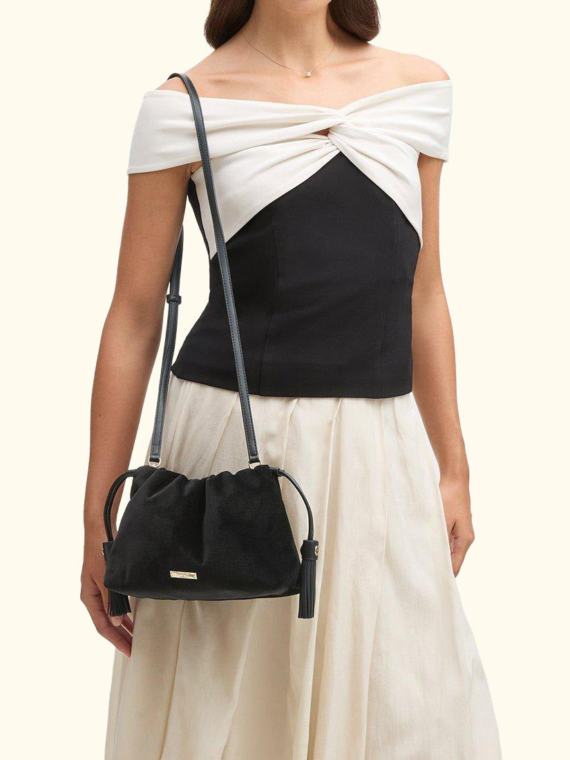 Amelia Velvet Evening Bag, Black