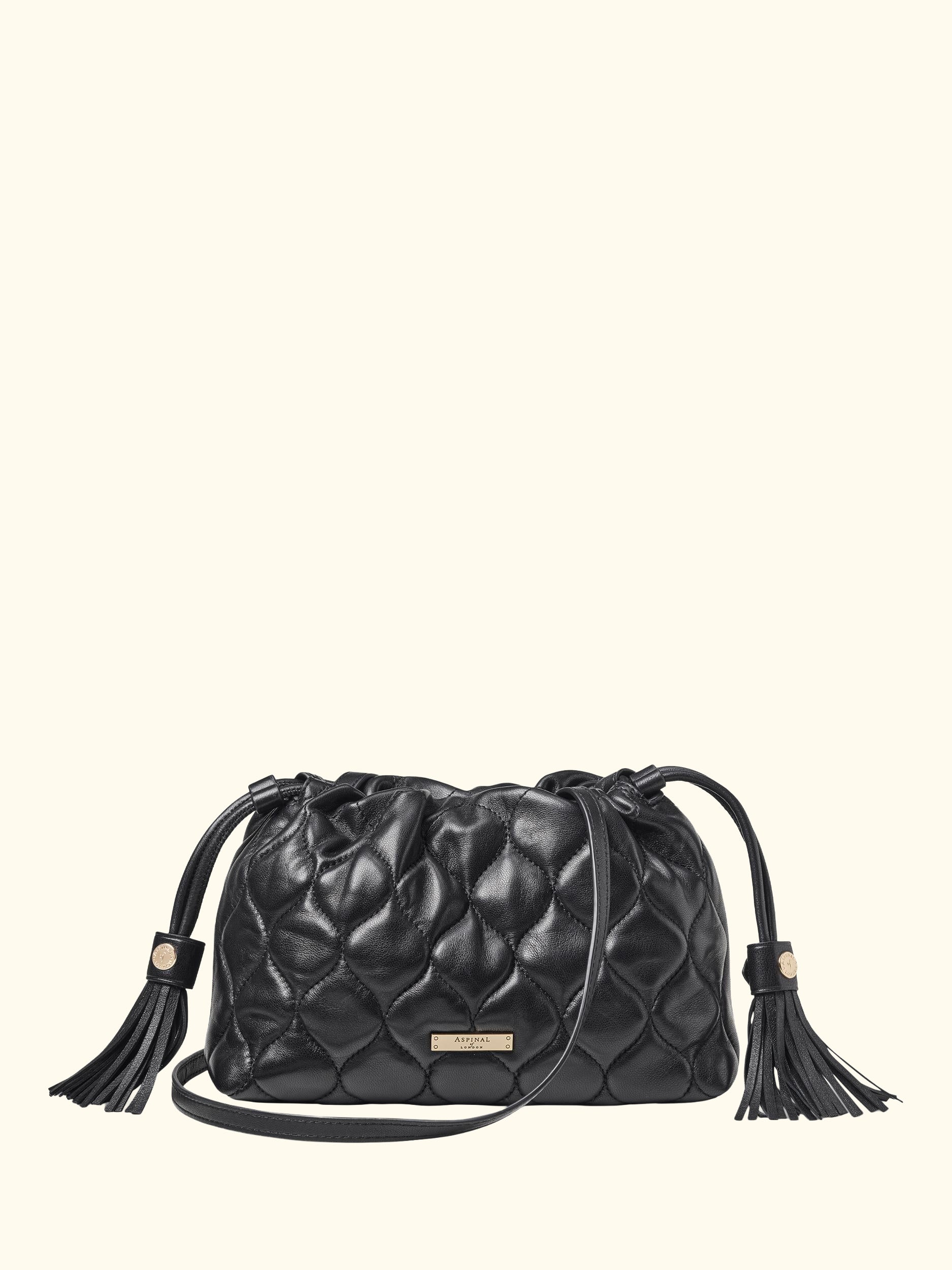 Amelia Quilted Leather Evening Bag, Black