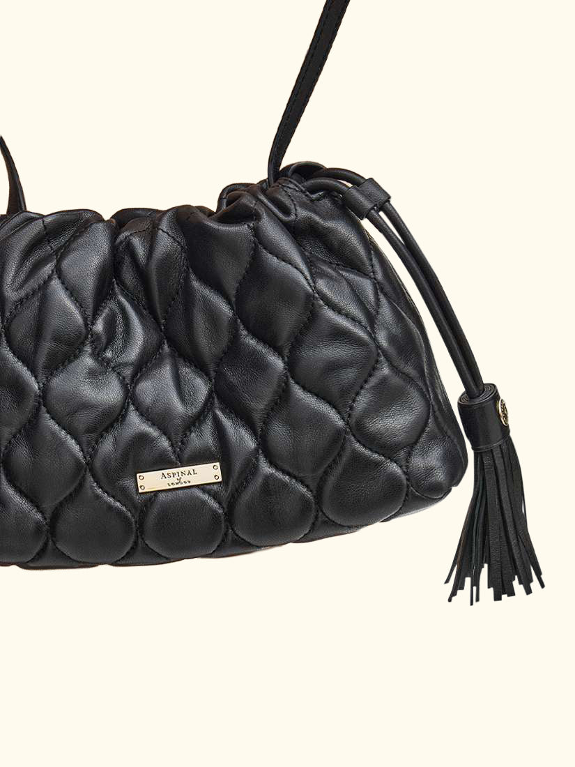 Amelia Quilted Leather Evening Bag, Black