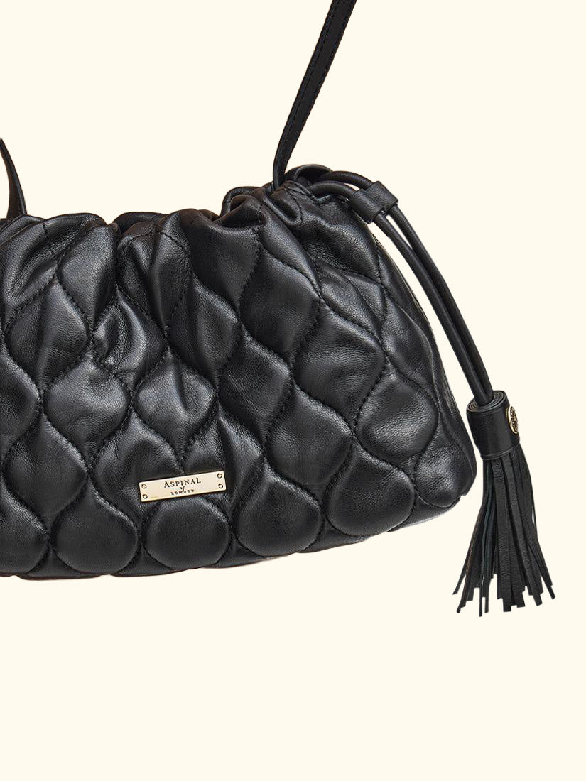 Amelia Quilted Leather Evening Bag, Black