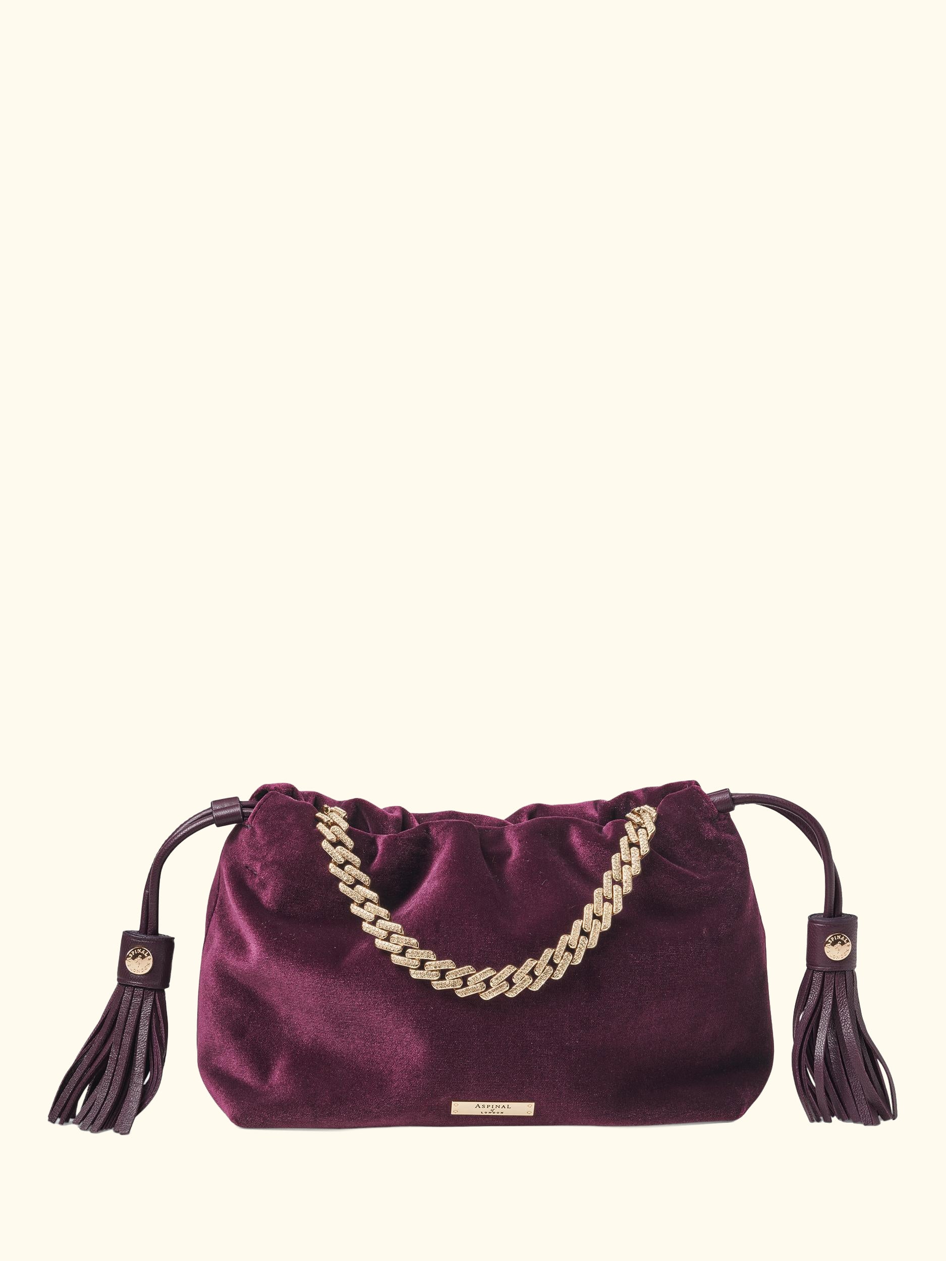 Amelia Velvet Evening Bag, Cassis