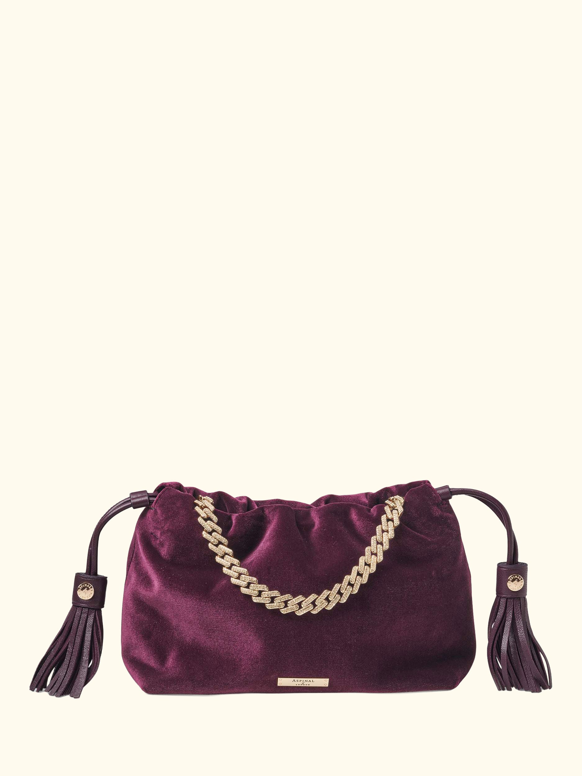 Amelia Velvet Evening Bag, Cassis