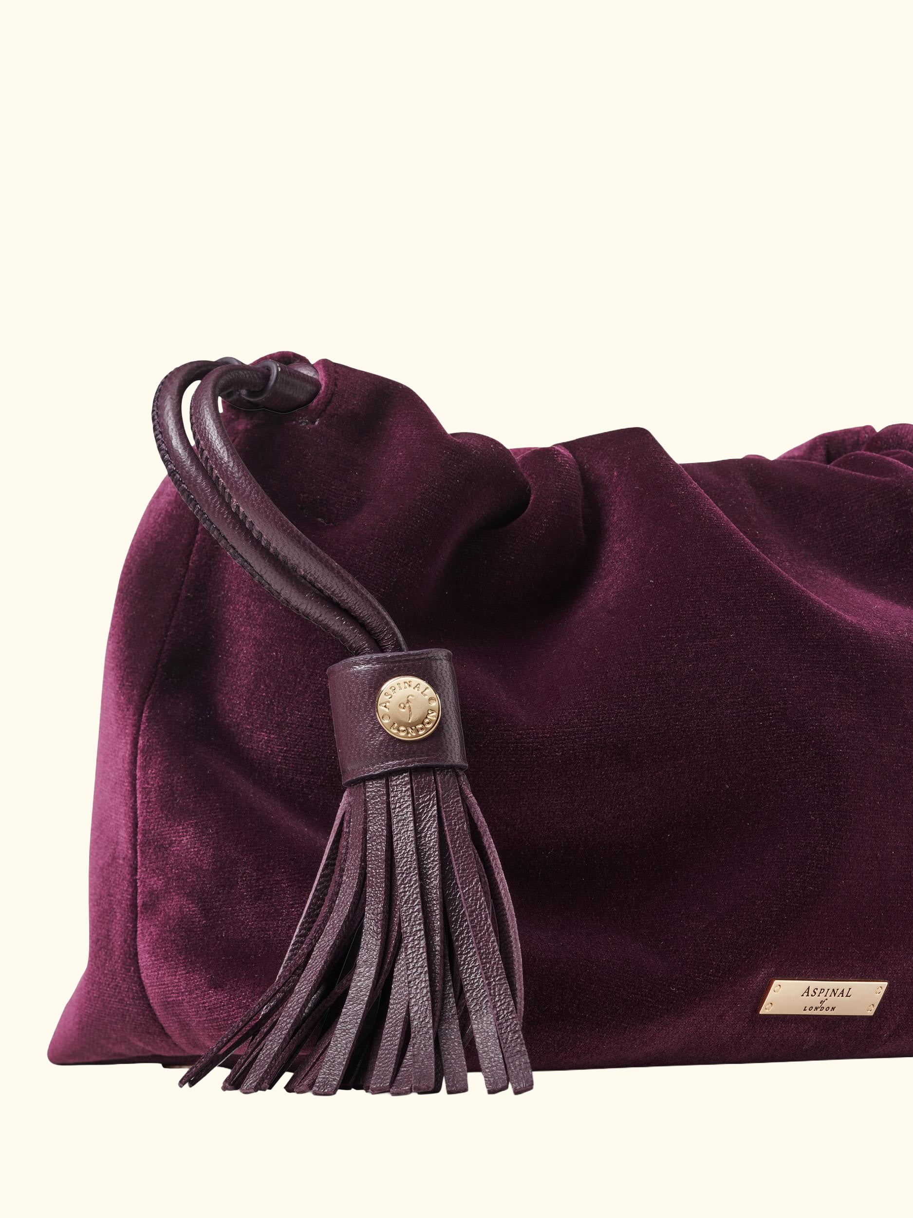 Amelia Velvet Evening Bag, Cassis
