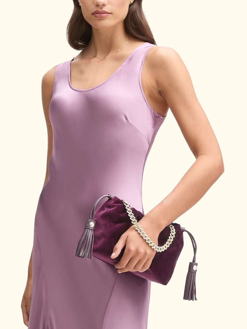 Amelia Velvet Evening Bag, Cassis