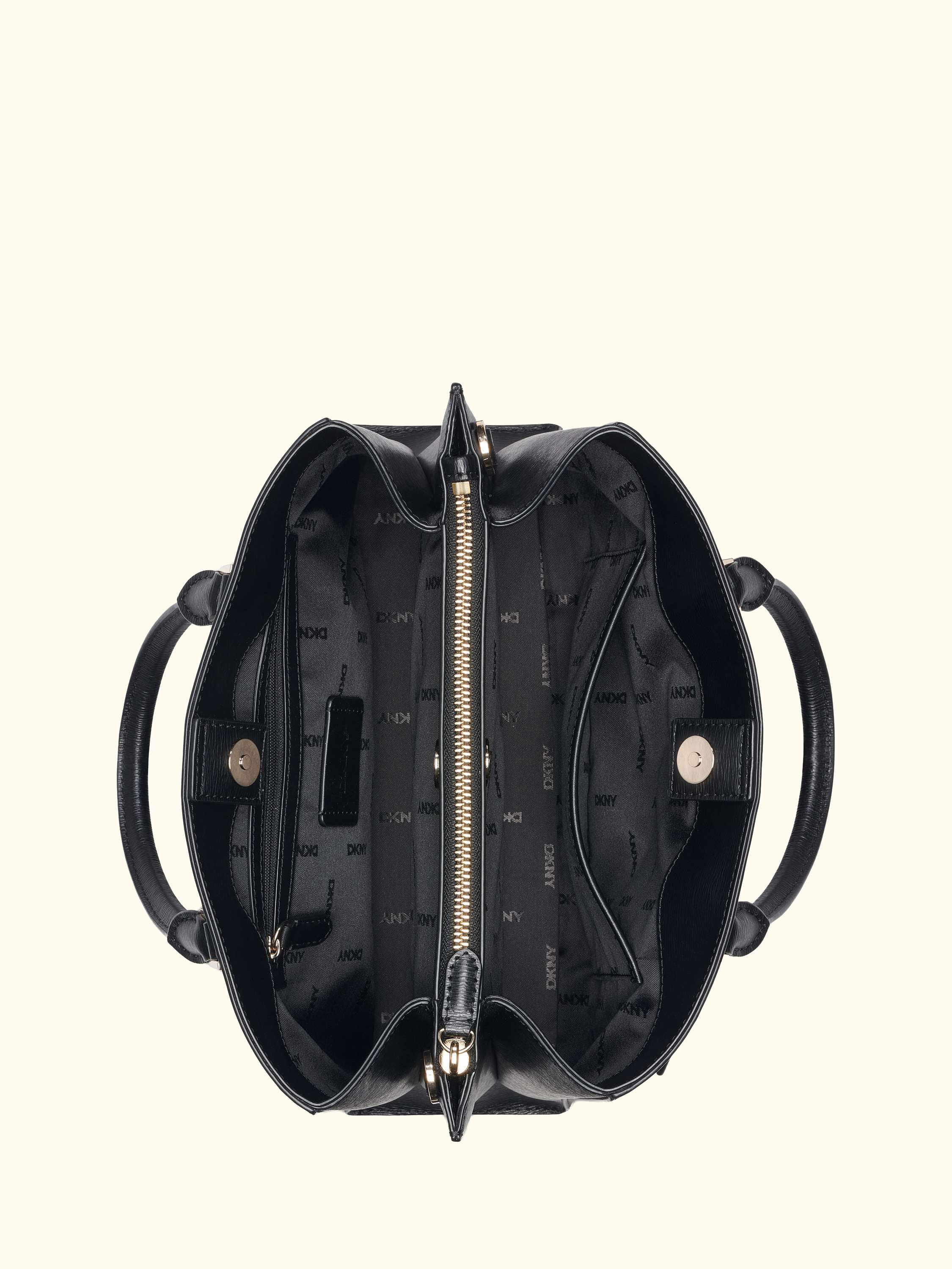 Bryant Small Leather Satchel Crossbody Handbag, Black/Gold