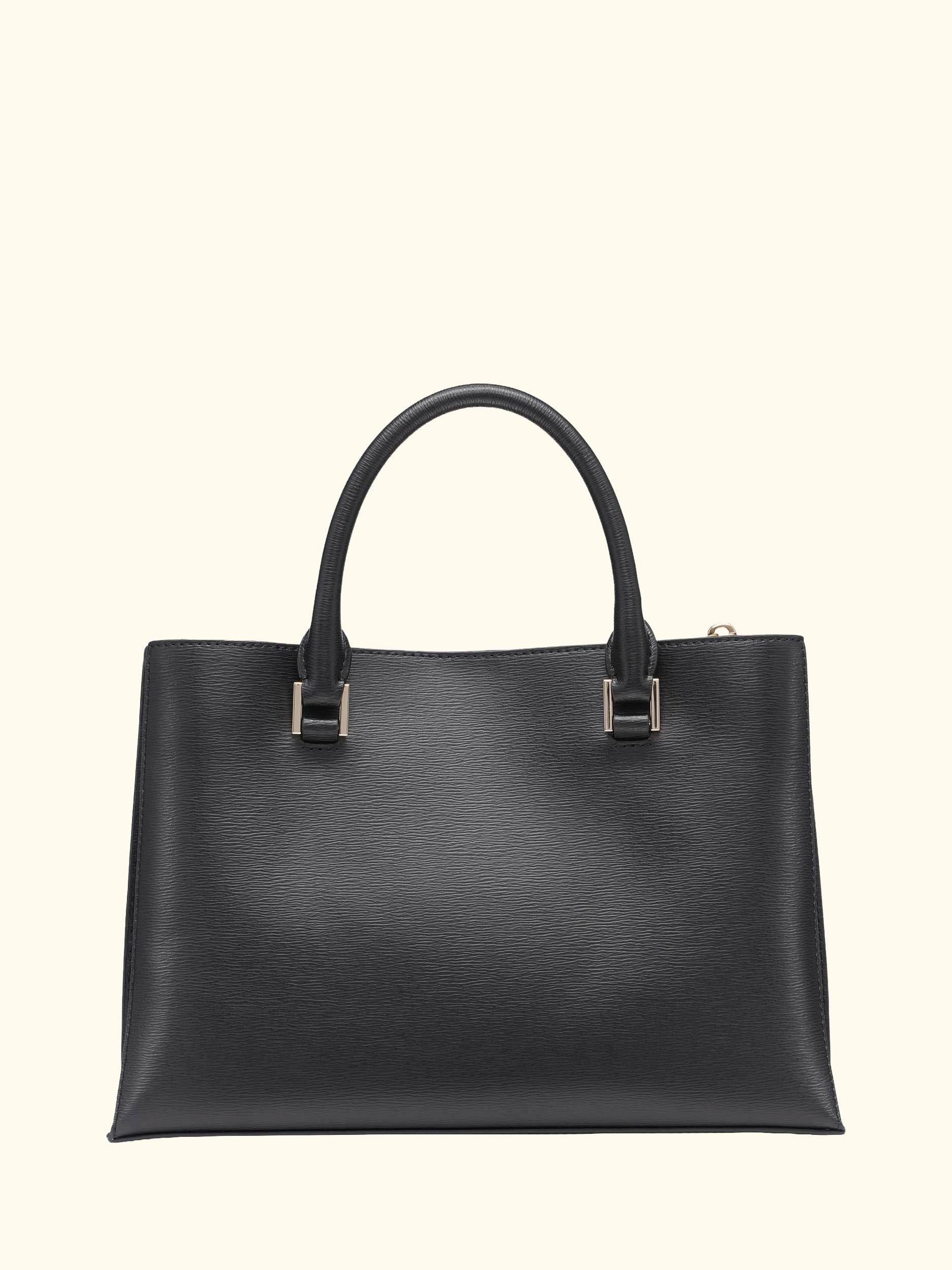 Bryant Small Leather Satchel Crossbody Handbag, Black/Gold