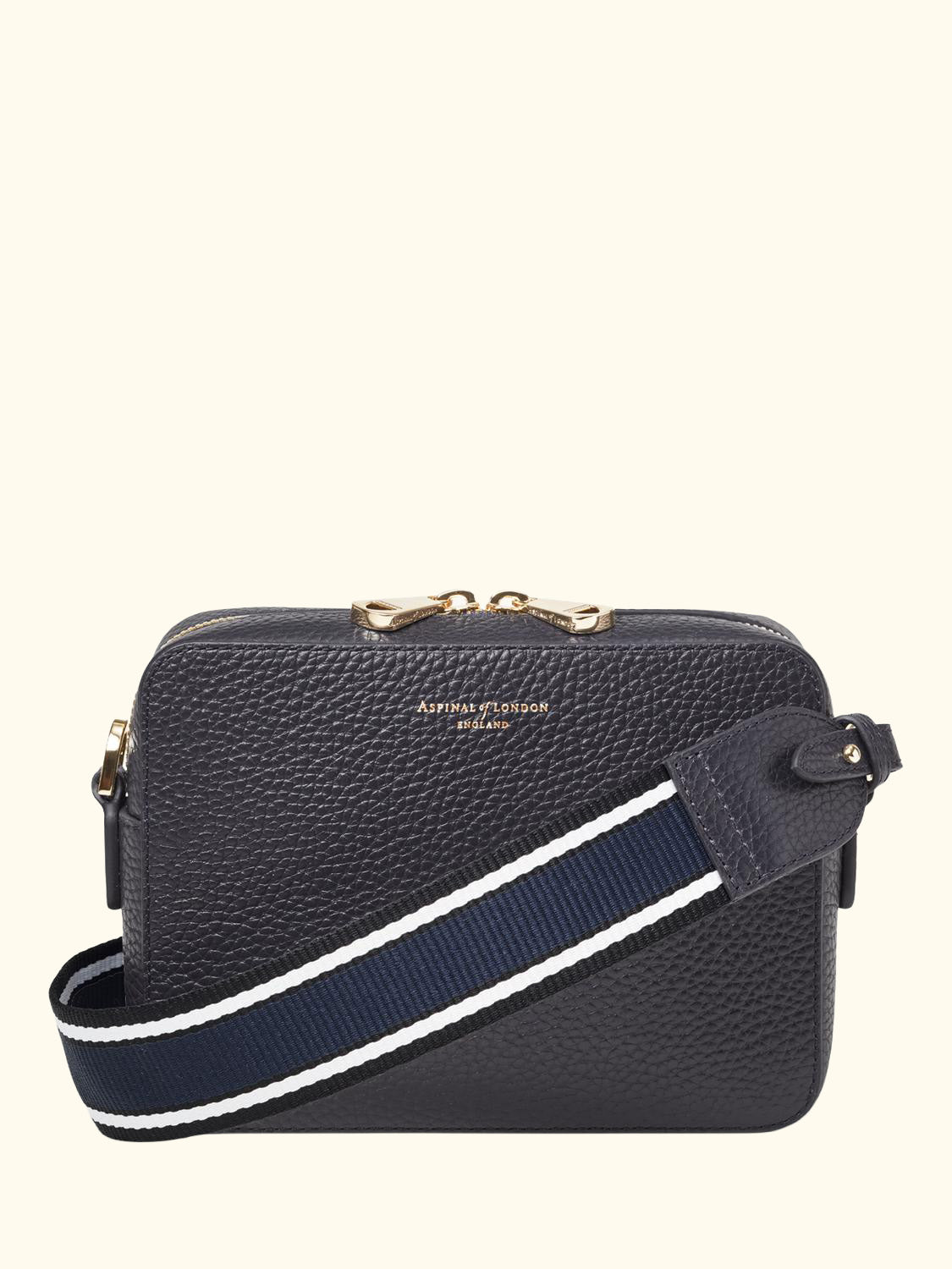 Leather Crossbody Camera Bag, Navy