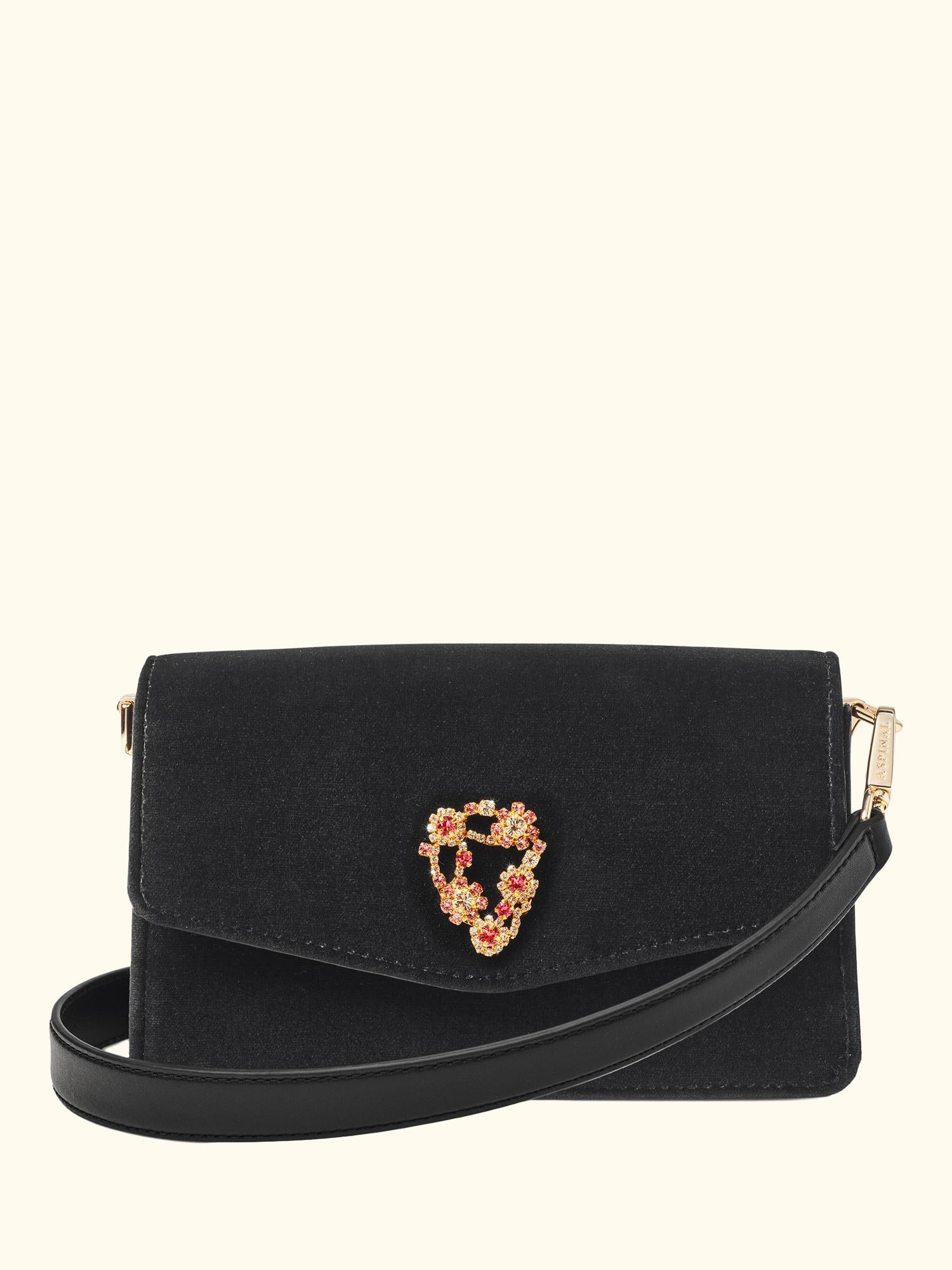 Eliza Velvet Clutch Bag, Black