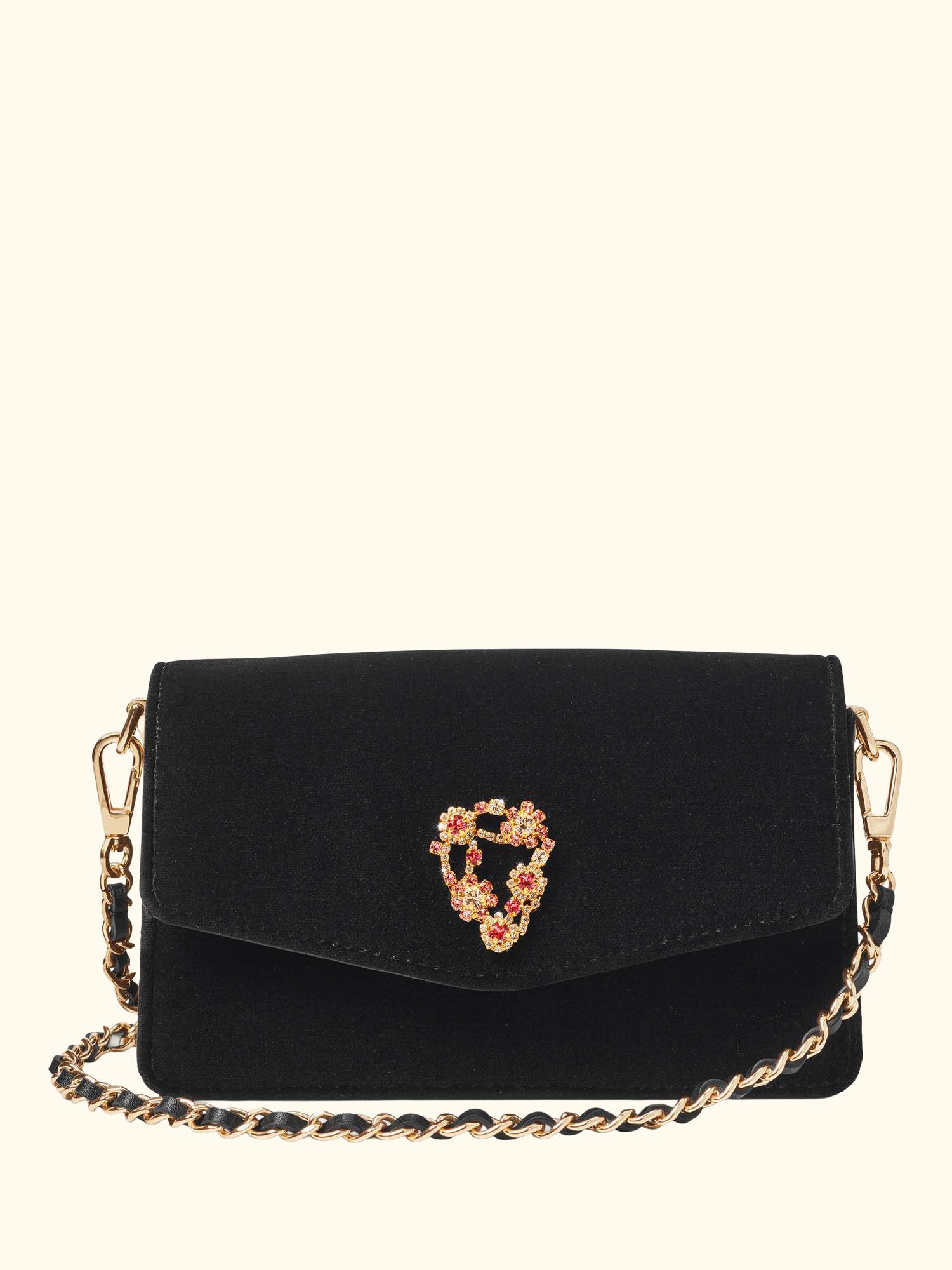 Eliza Velvet Clutch Bag, Black