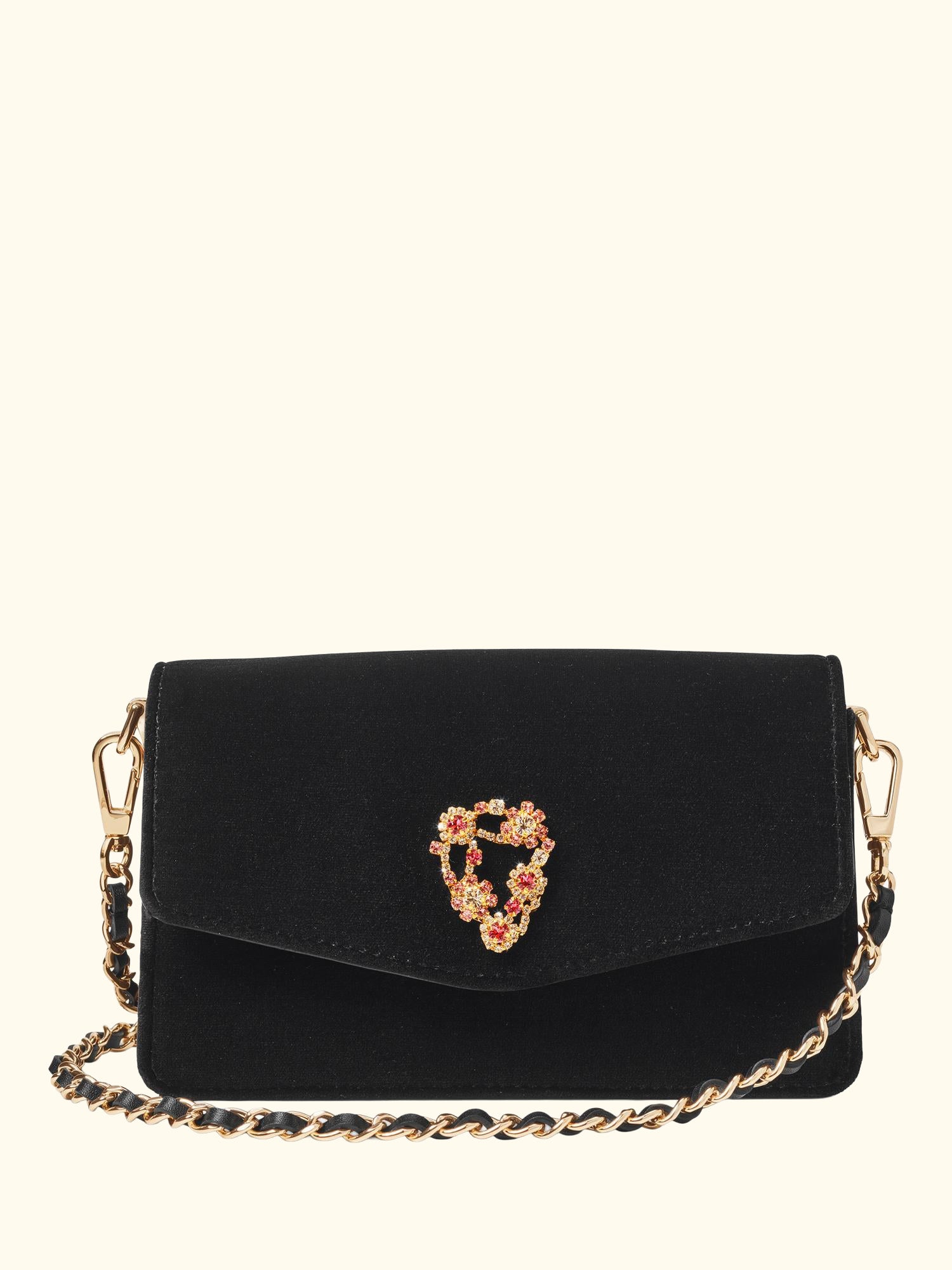 Eliza Velvet Clutch Bag, Black