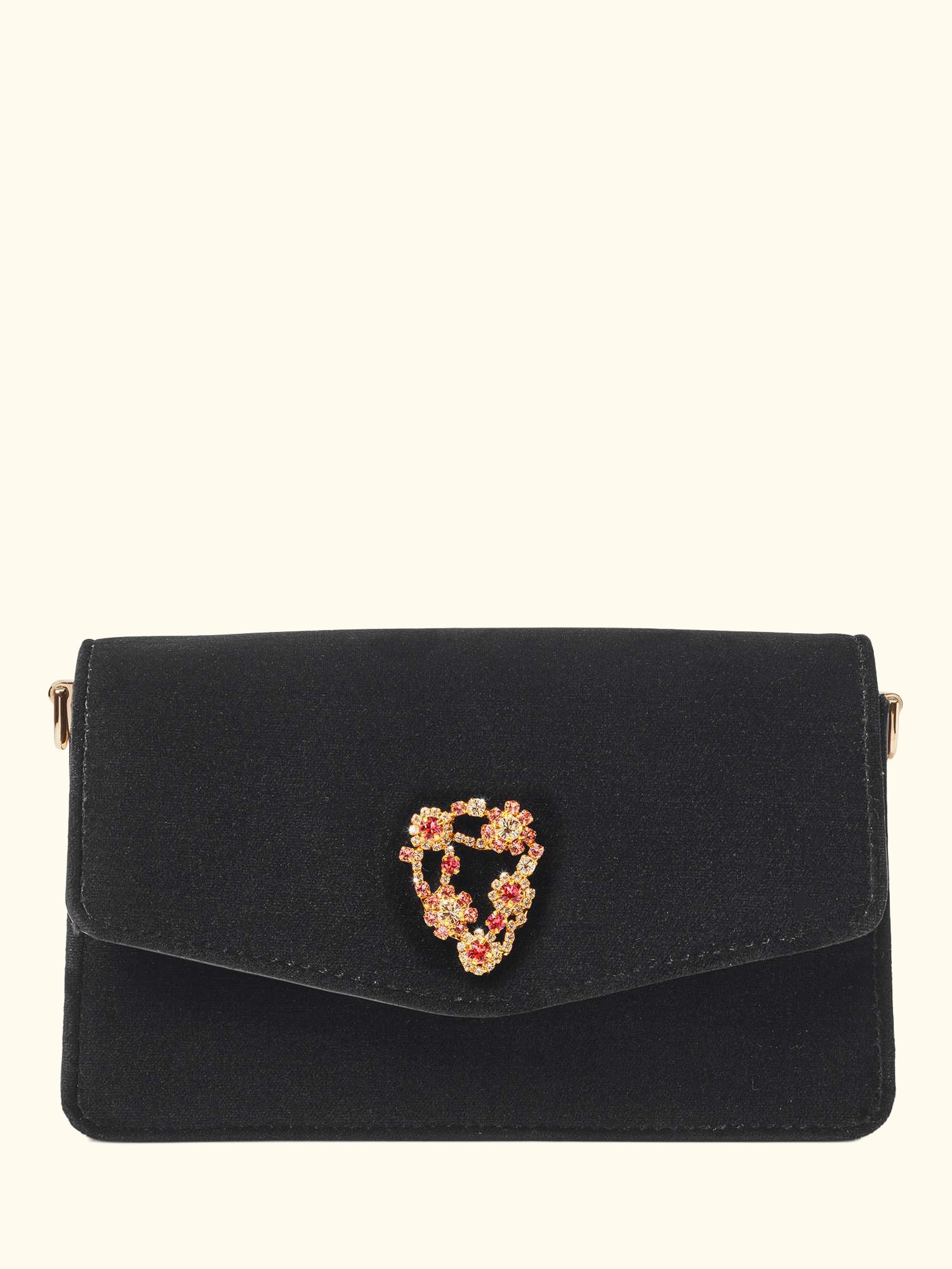 Eliza Velvet Clutch Bag, Black