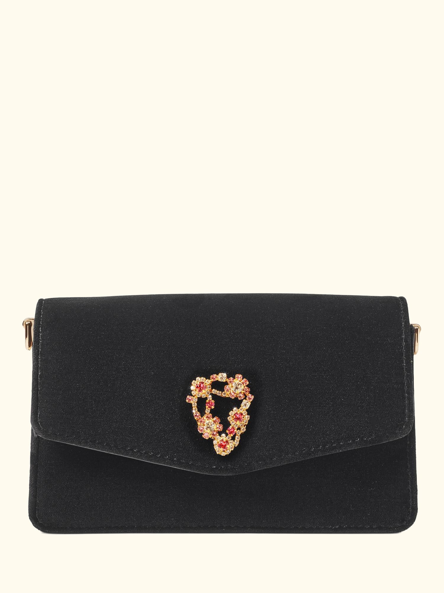 Eliza Velvet Clutch Bag, Black