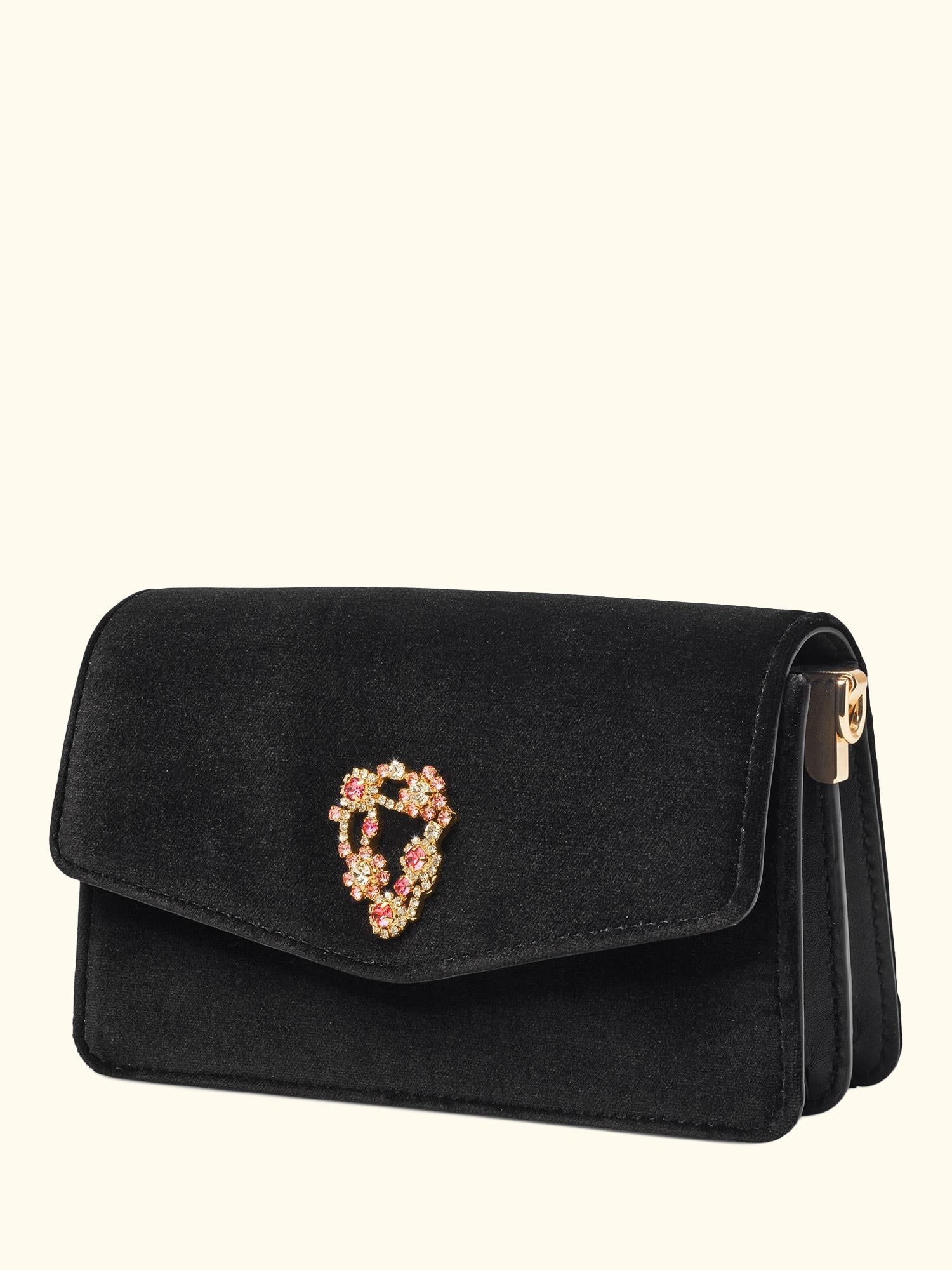 Eliza Velvet Clutch Bag, Black