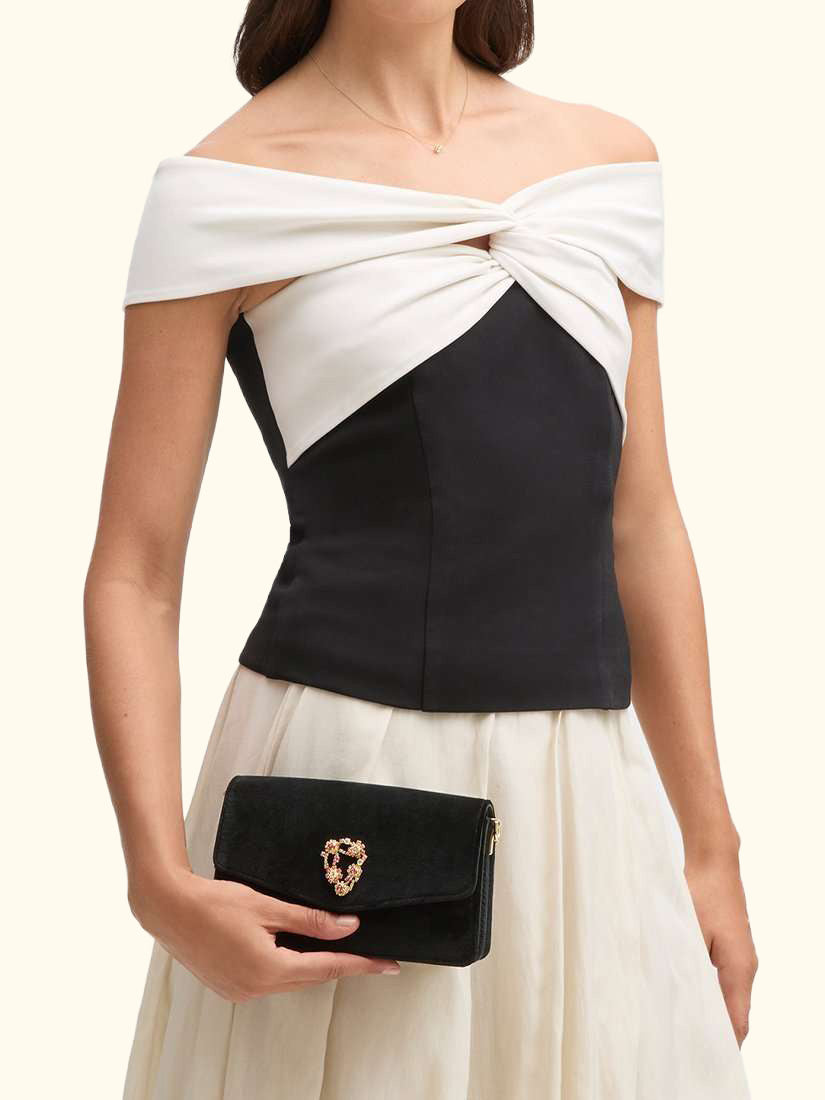 Eliza Velvet Clutch Bag, Black