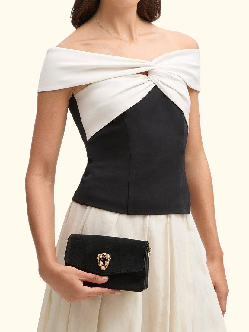 Eliza Velvet Clutch Bag, Black