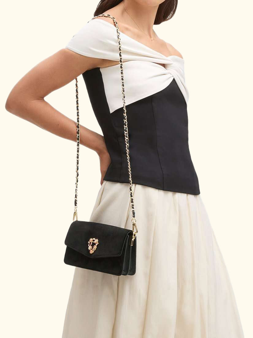 Eliza Velvet Clutch Bag, Black
