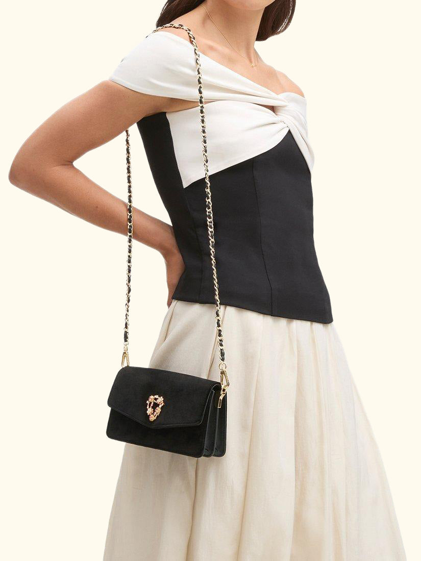 Eliza Velvet Clutch Bag, Black
