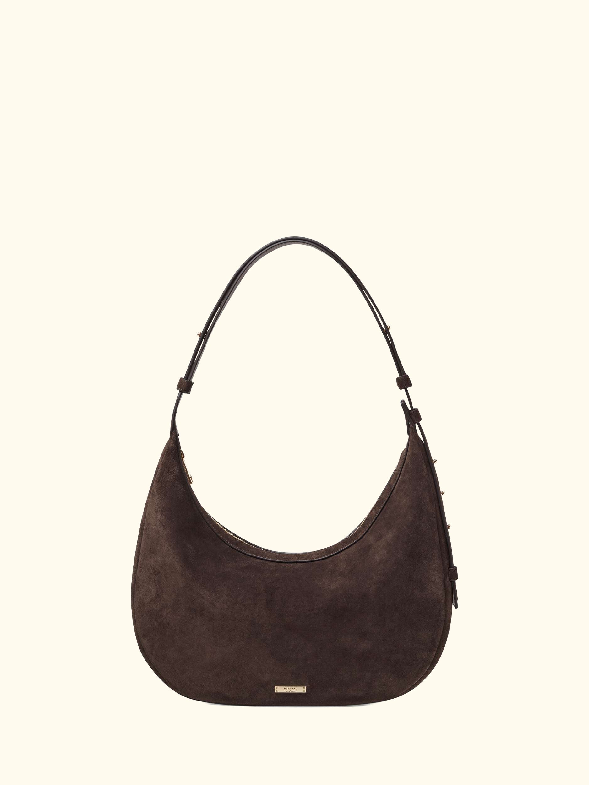 Hudson Suede Slouchy Hobo Bag, Chocolate