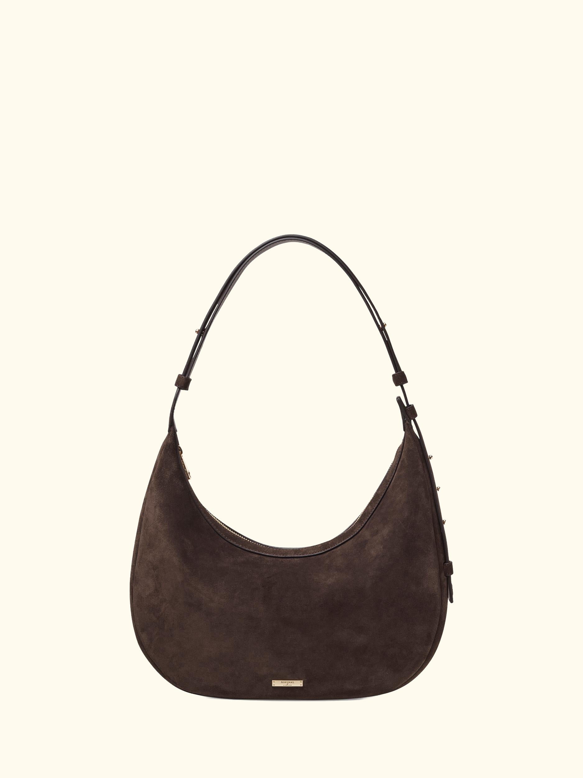 Hudson Suede Slouchy Hobo Bag, Chocolate